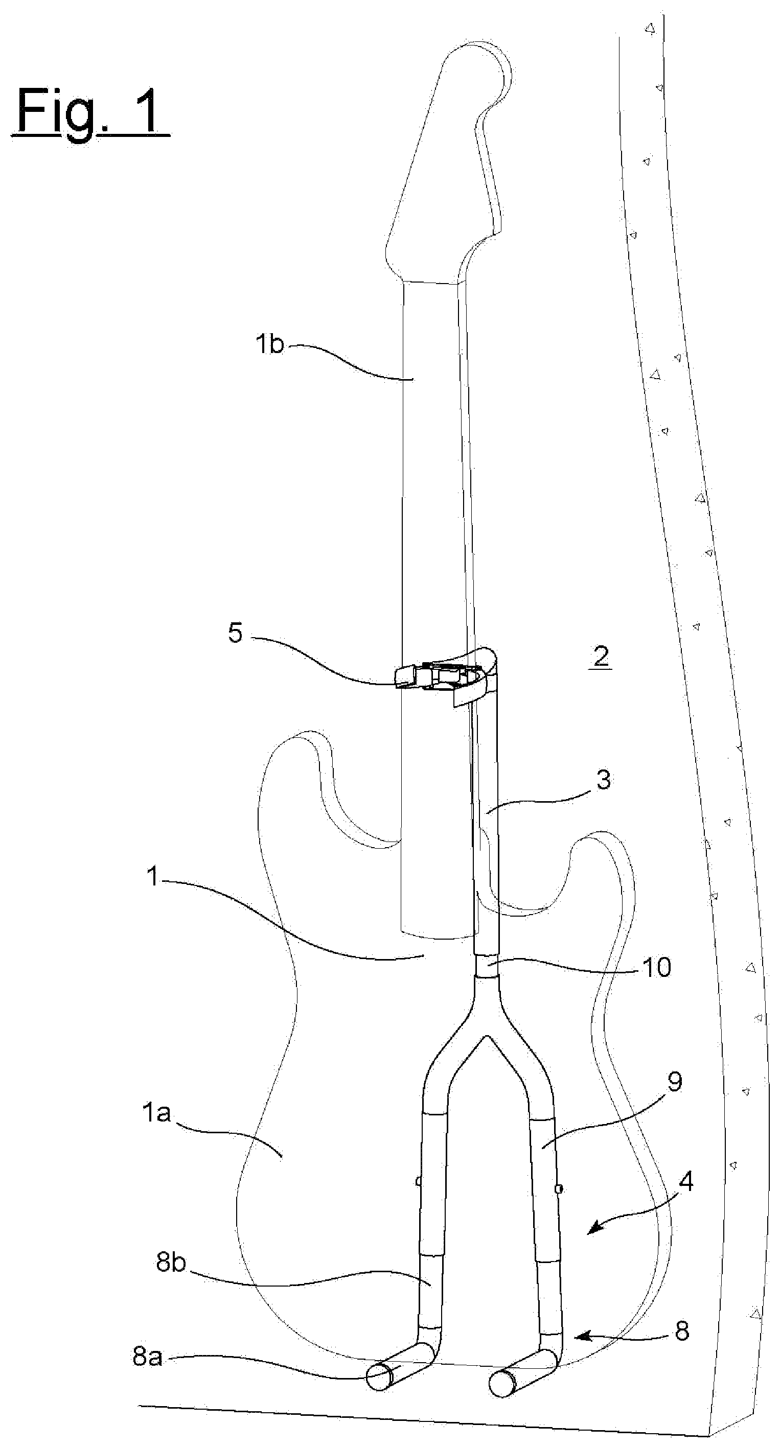 Patent US12586550 Figure 1 – Wall mount for guitar