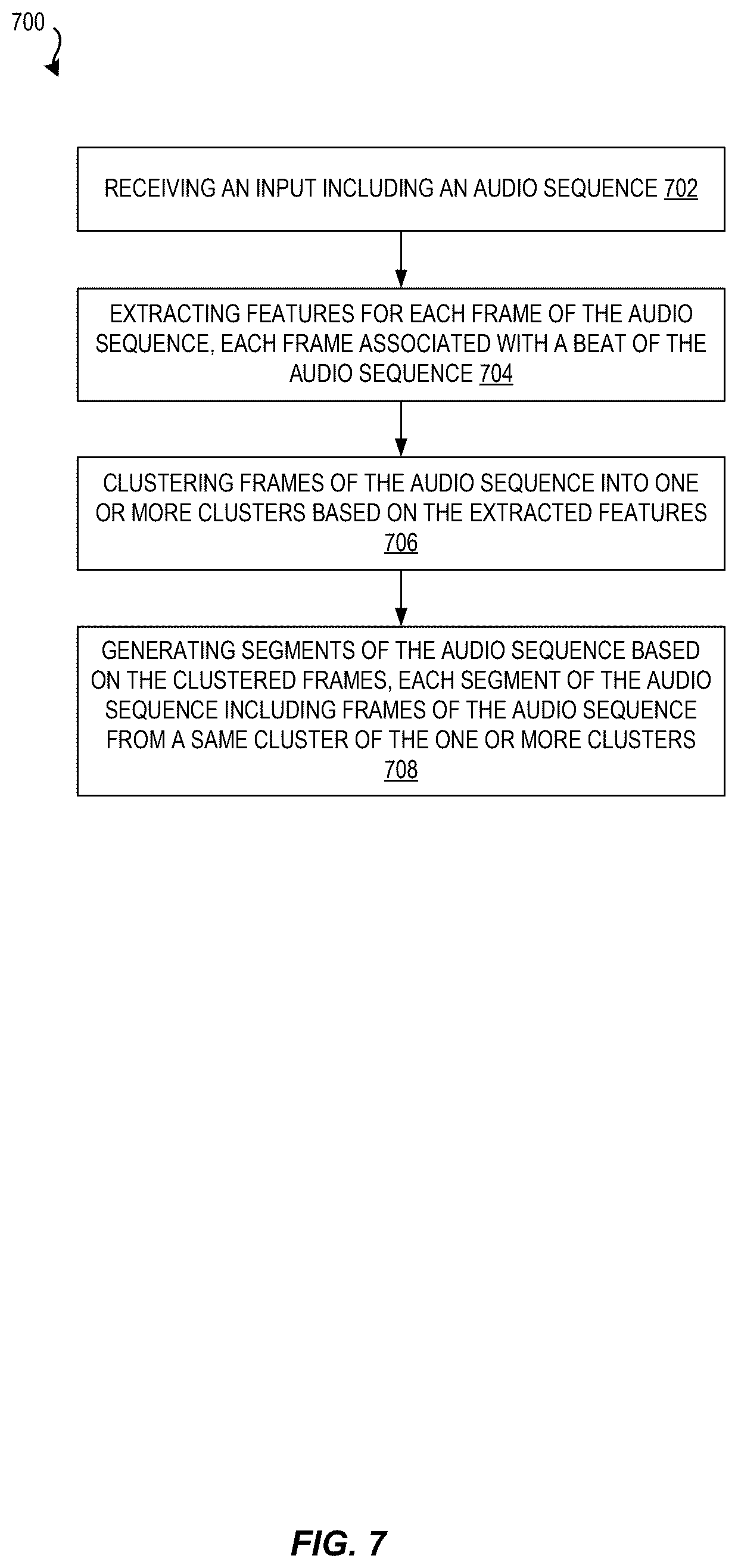 Patent US12586552 Figure 7 – Multi-level audio segmentation using deep embeddings