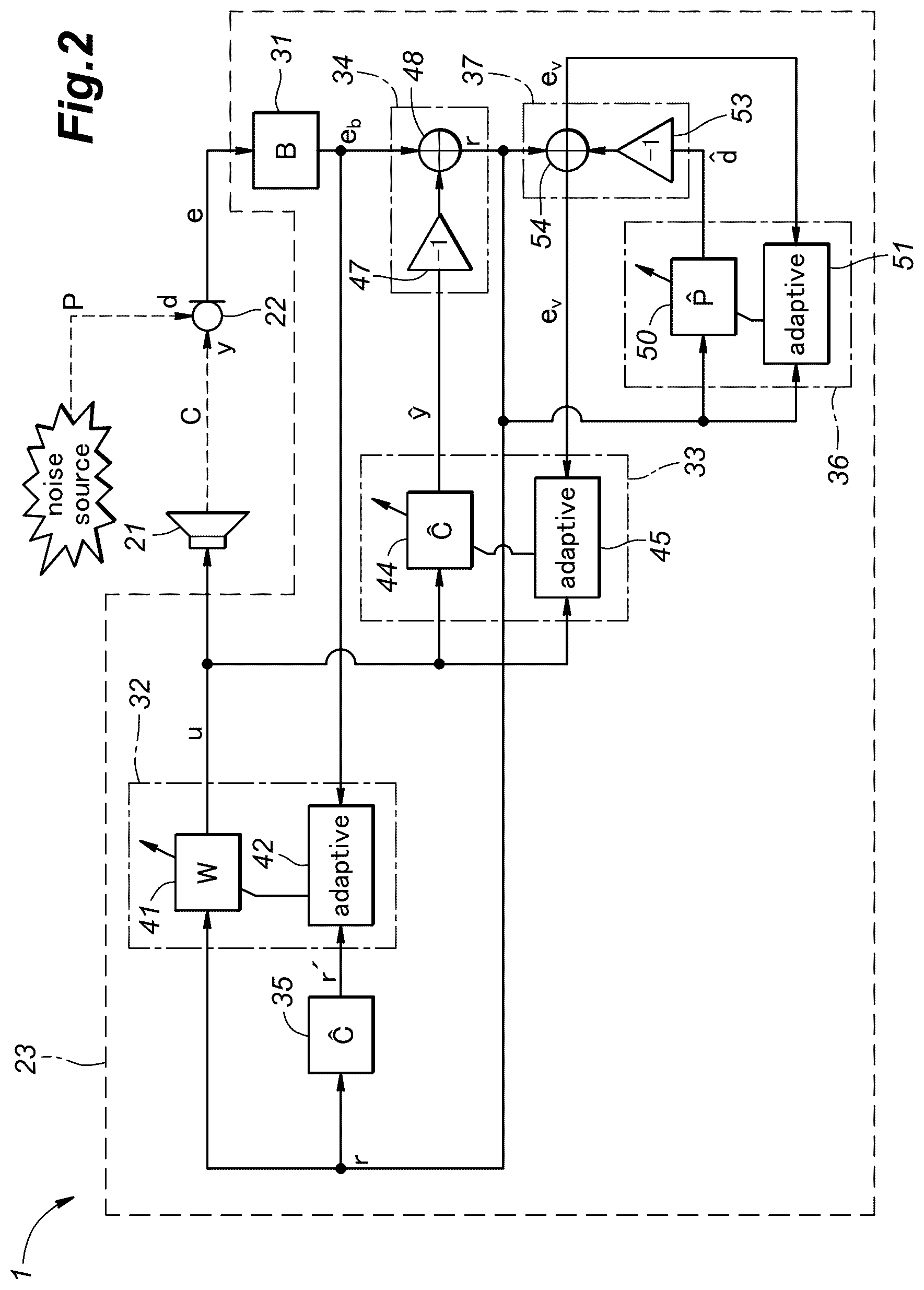 Patent US12586557 Figure 2 – Active noise reduction system