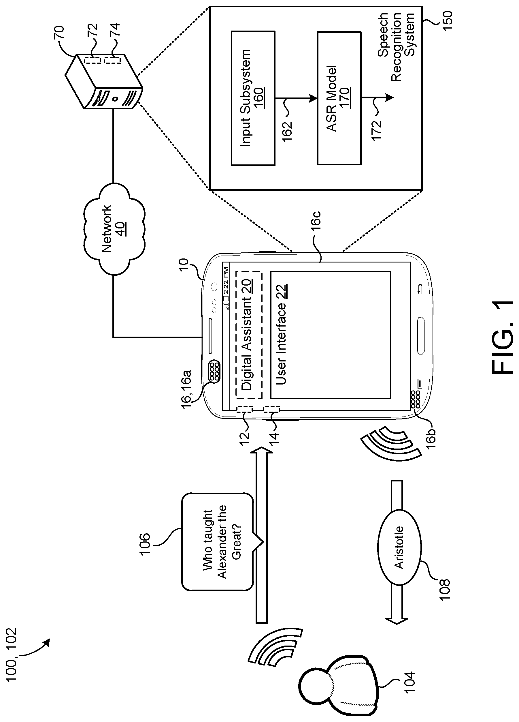 Patent US12586569 Figure 1 – Knowledge distillation with domain mismatch for speech recognition