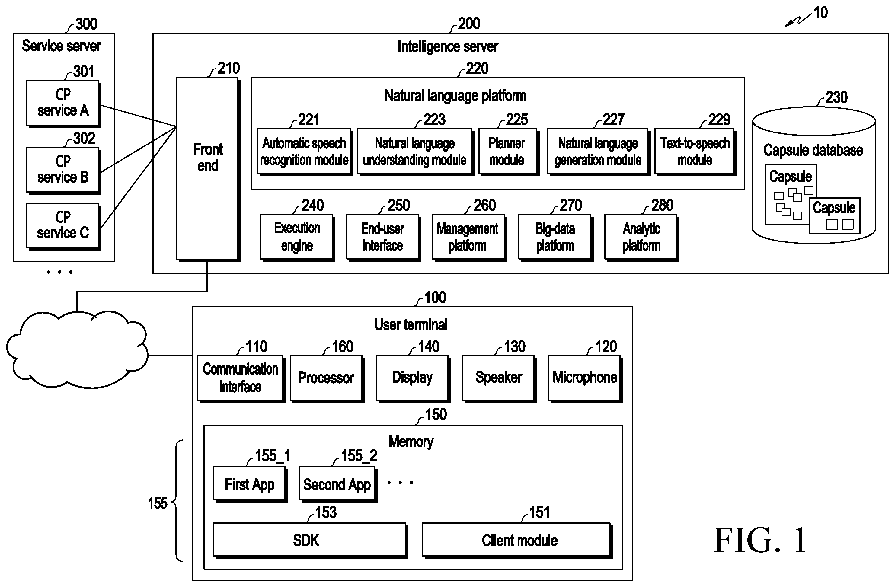 Patent US12586587 Figure 1 – Method for analyzing user utterance based on utterance cache and electronic device supporting the same
