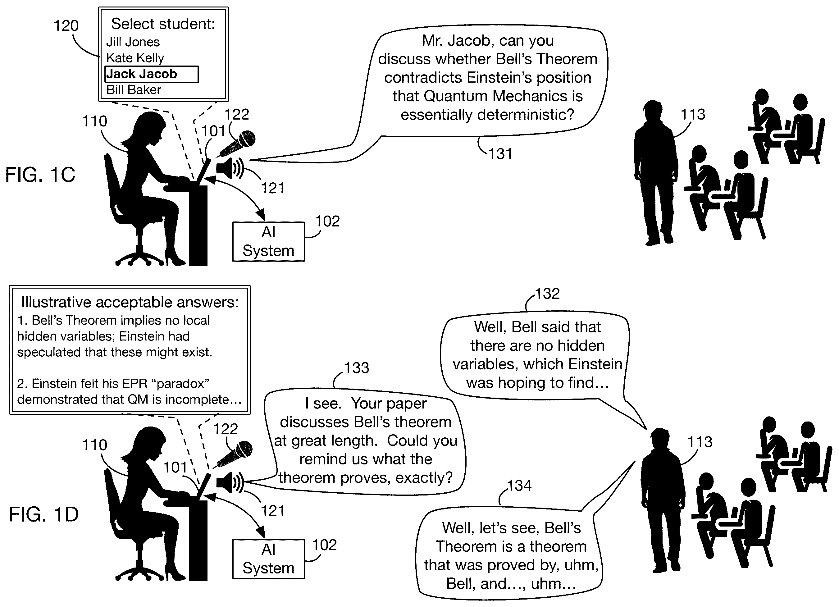Patent US12586589 Figure 2 – Artificial intelligence system that generates questions and evaluates oral readings and responses