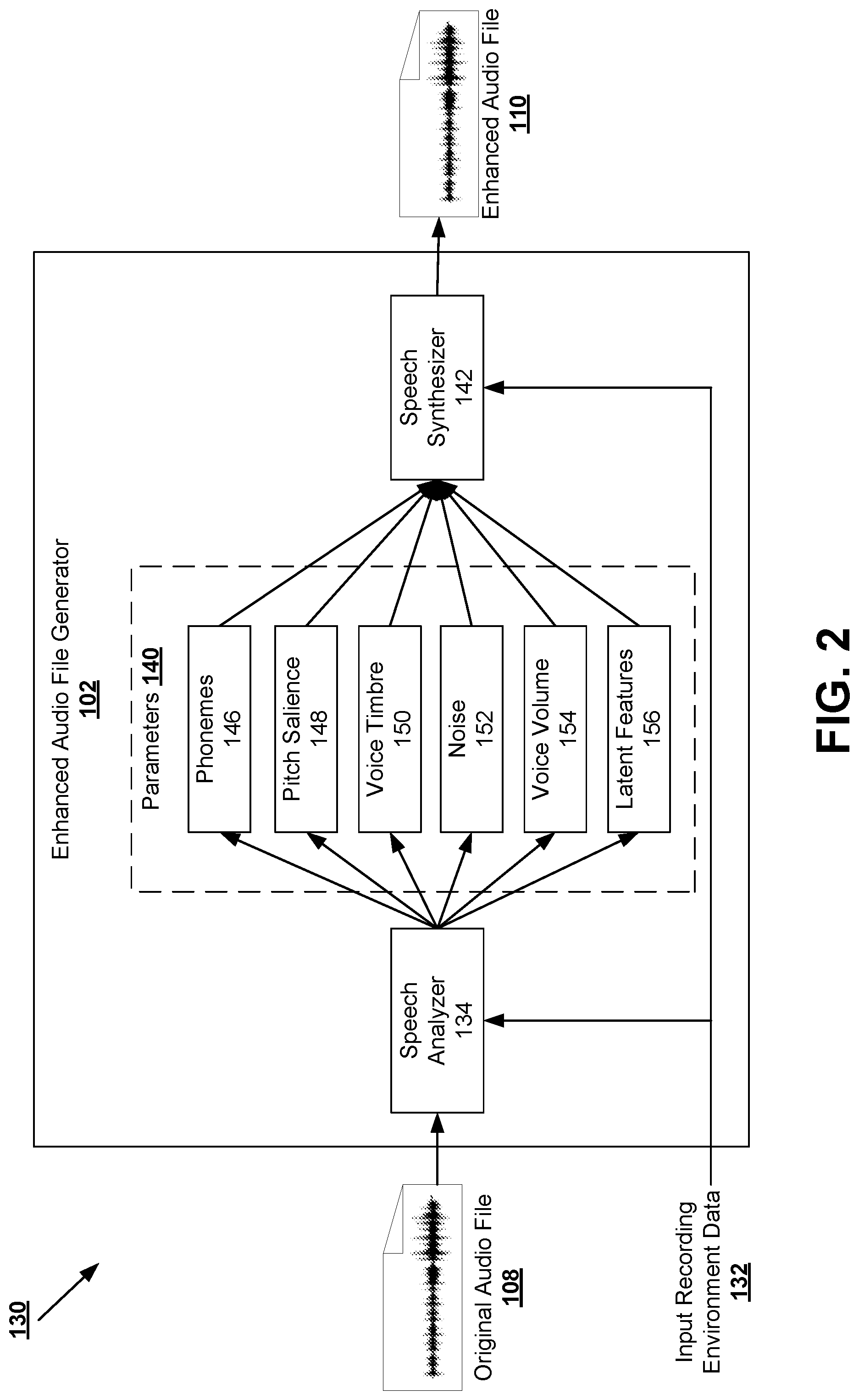 Patent US12586597 Figure 2 – Enhanced audio file generator