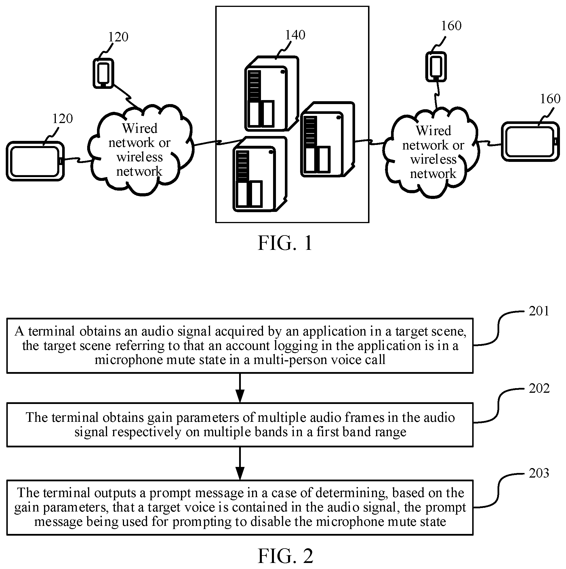 Patent US12586599 Figure 1 – Audio signal processing method and apparatus, electronic device, and storage medium with machine learning and for microphone mute state features in a multi person voice call