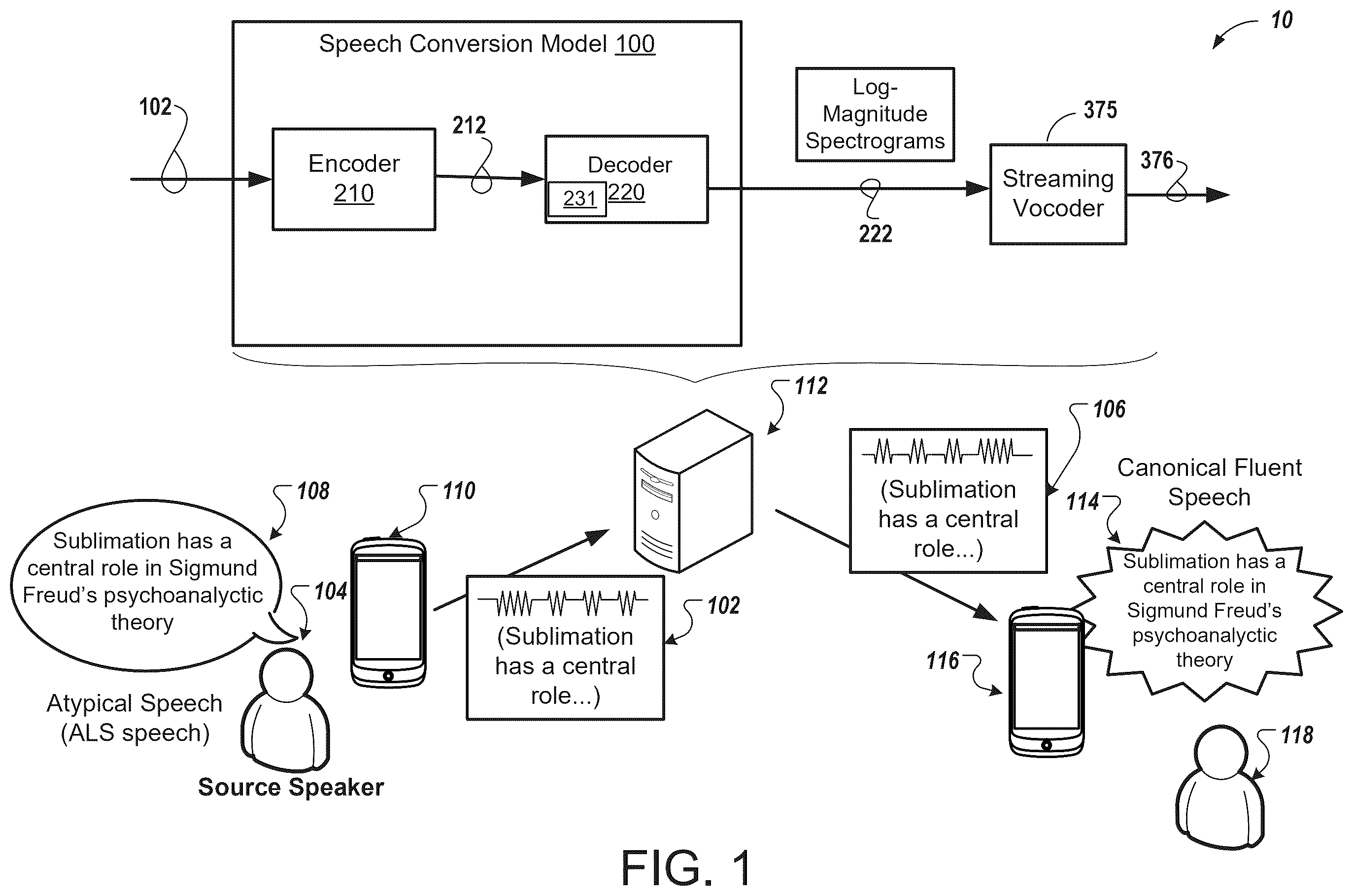 Patent US12586600 Figure 1 – Streaming vocoder