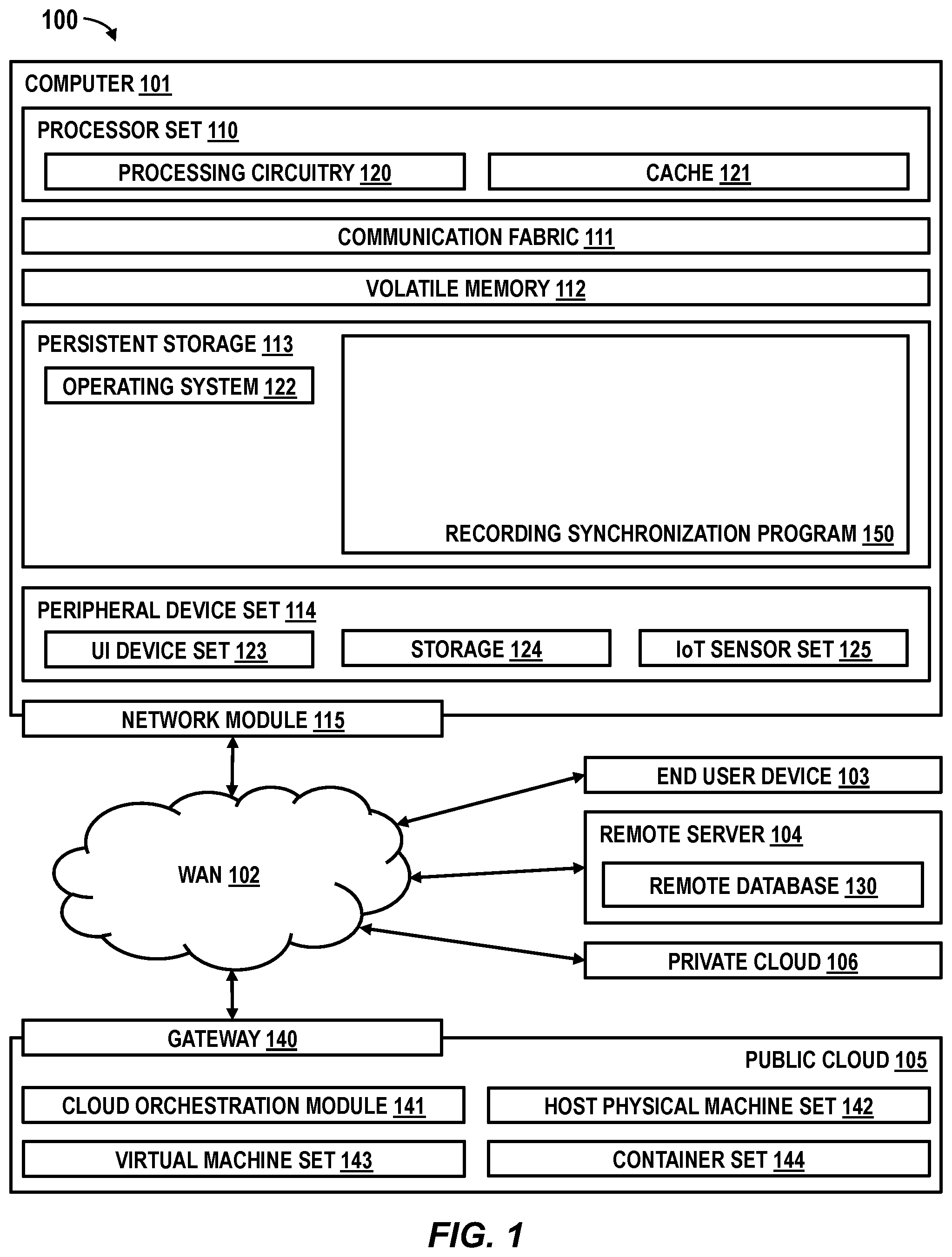 Patent US12586609 — Using audio anchor points to synchronize recordings — Figure 1