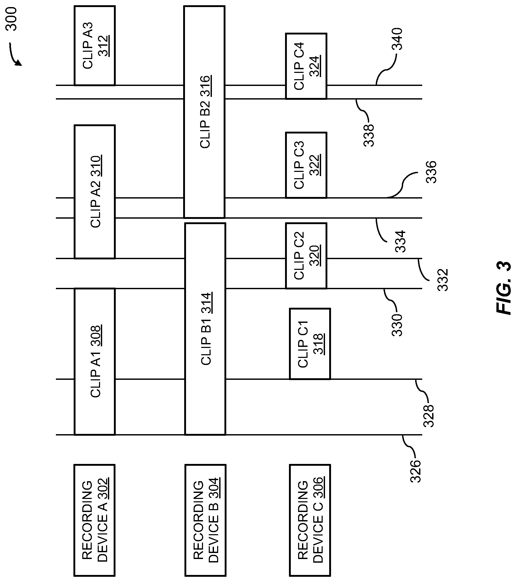 Patent US12586609 Figure 3 – Using audio anchor points to synchronize recordings