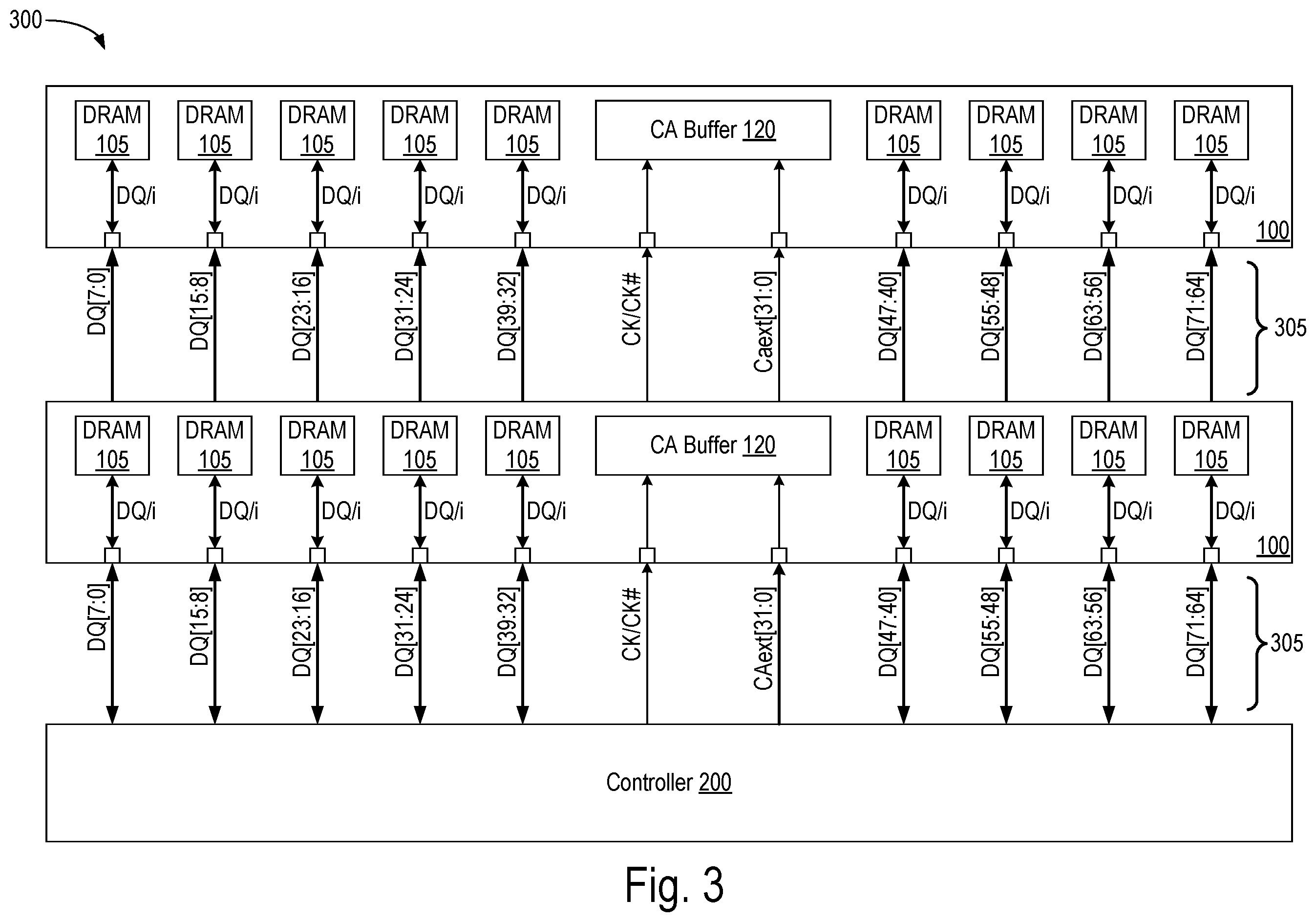 Patent US12586617 Figure 3 – Memory module and system supporting parallel and serial access modes