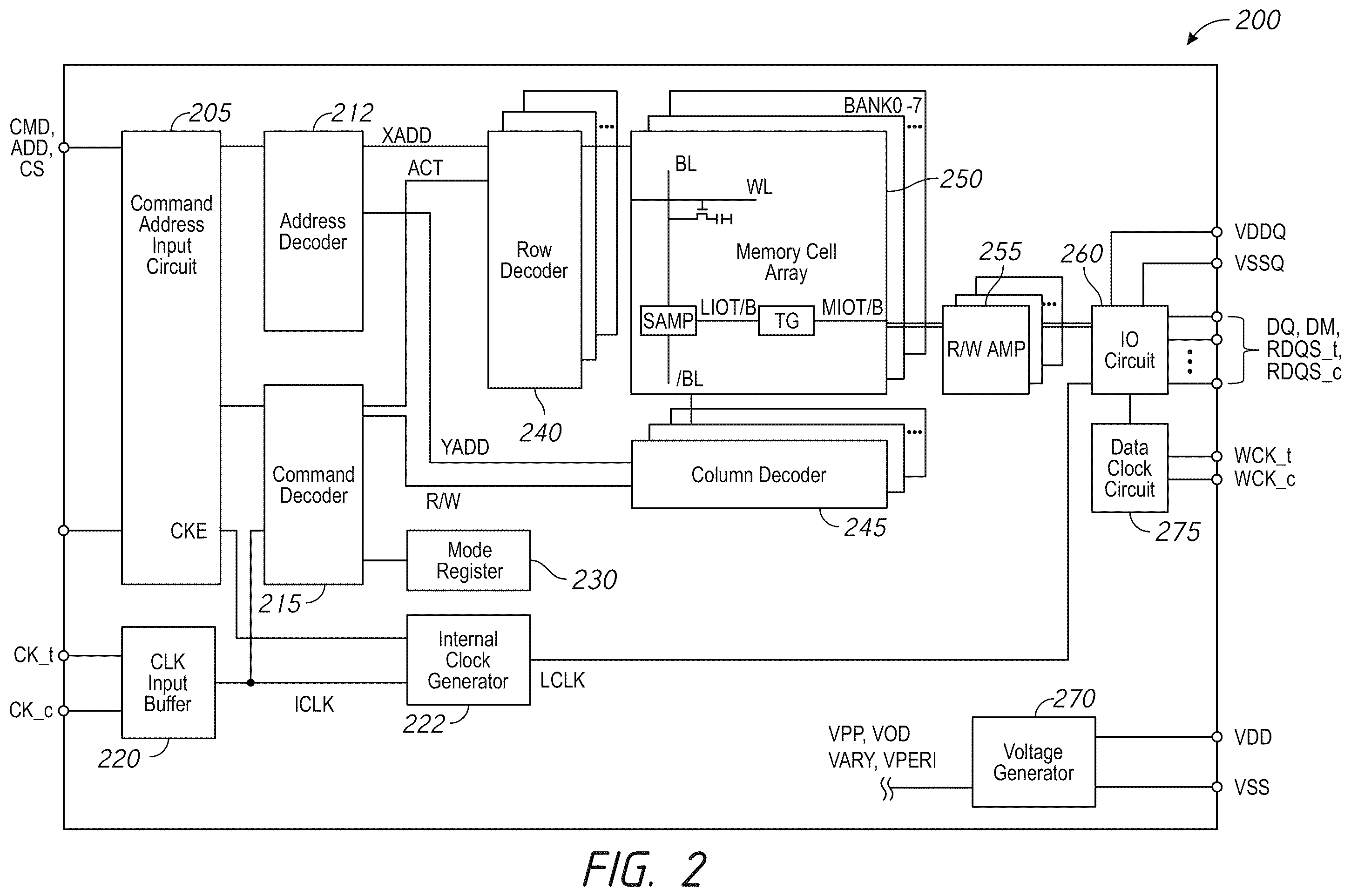 Patent US12586621 Figure 2 – Apparatuses and methods for setting a duty cycle adjuster for improving clock duty cycle