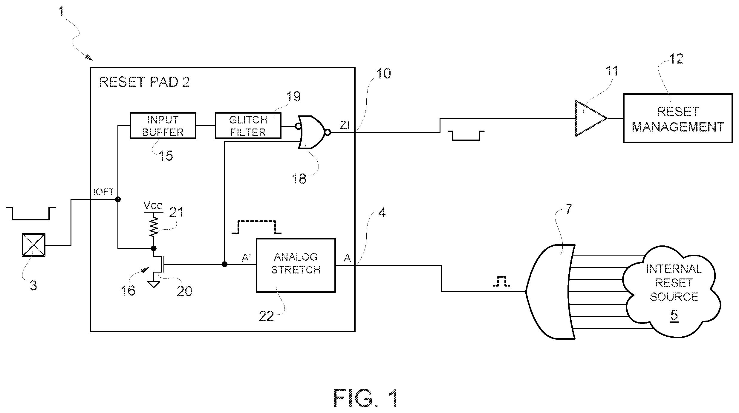 Patent US12586622 Figure 1 – Digital device having a reset pad circuit that may be subject to hacker attack