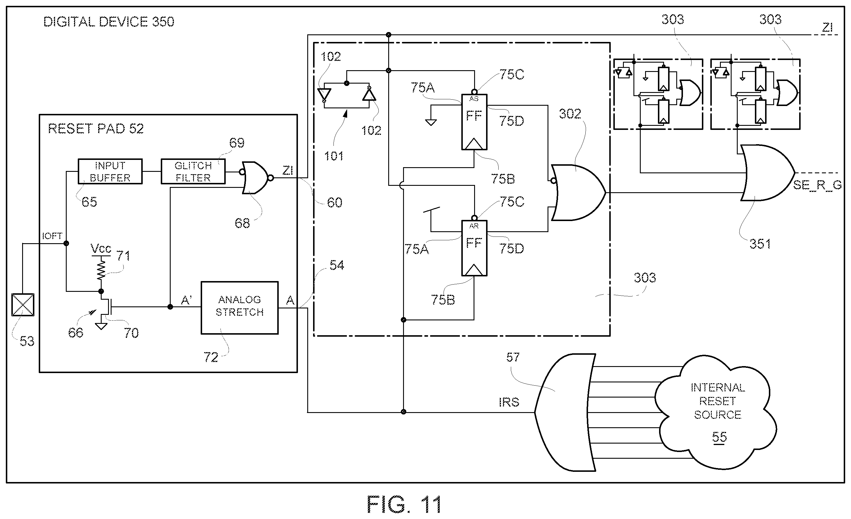 Patent US12586622 Figure 10 – Digital device having a reset pad circuit that may be subject to hacker attack