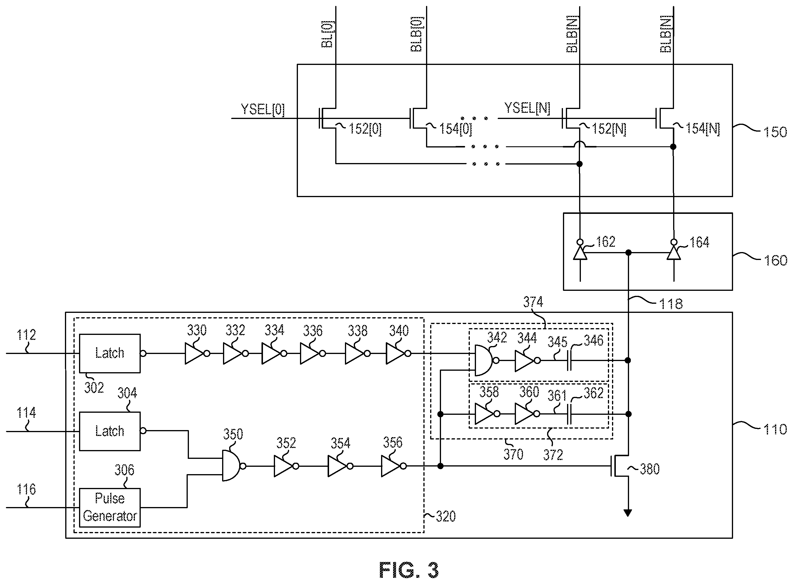 Patent US12586635 Figure 3 – Static random access memory with write assist circuit