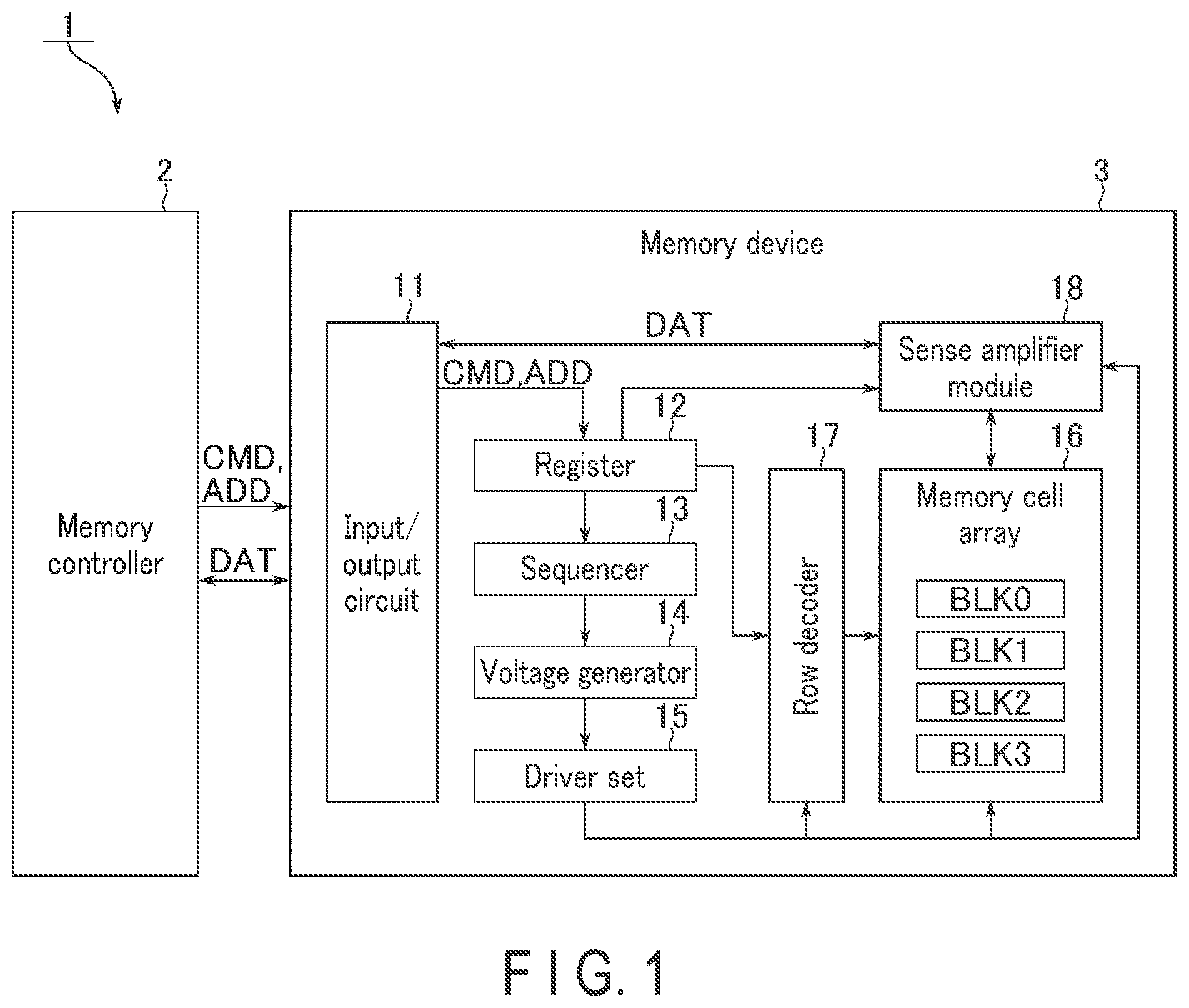 Patent US12586648 Figure 1 – Memory device