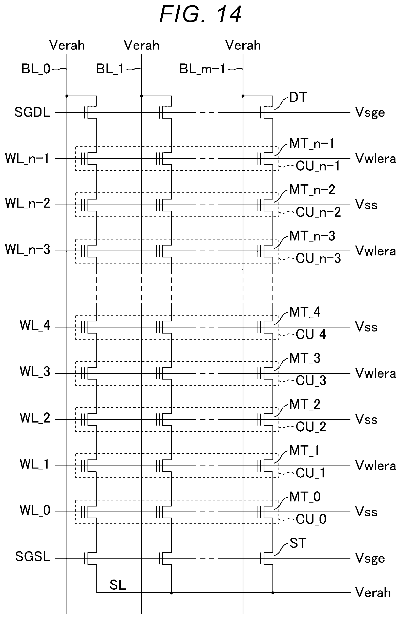 Patent US12586649 Figure 13 – Storage device with word lines applied with respective voltage levels during different time periods