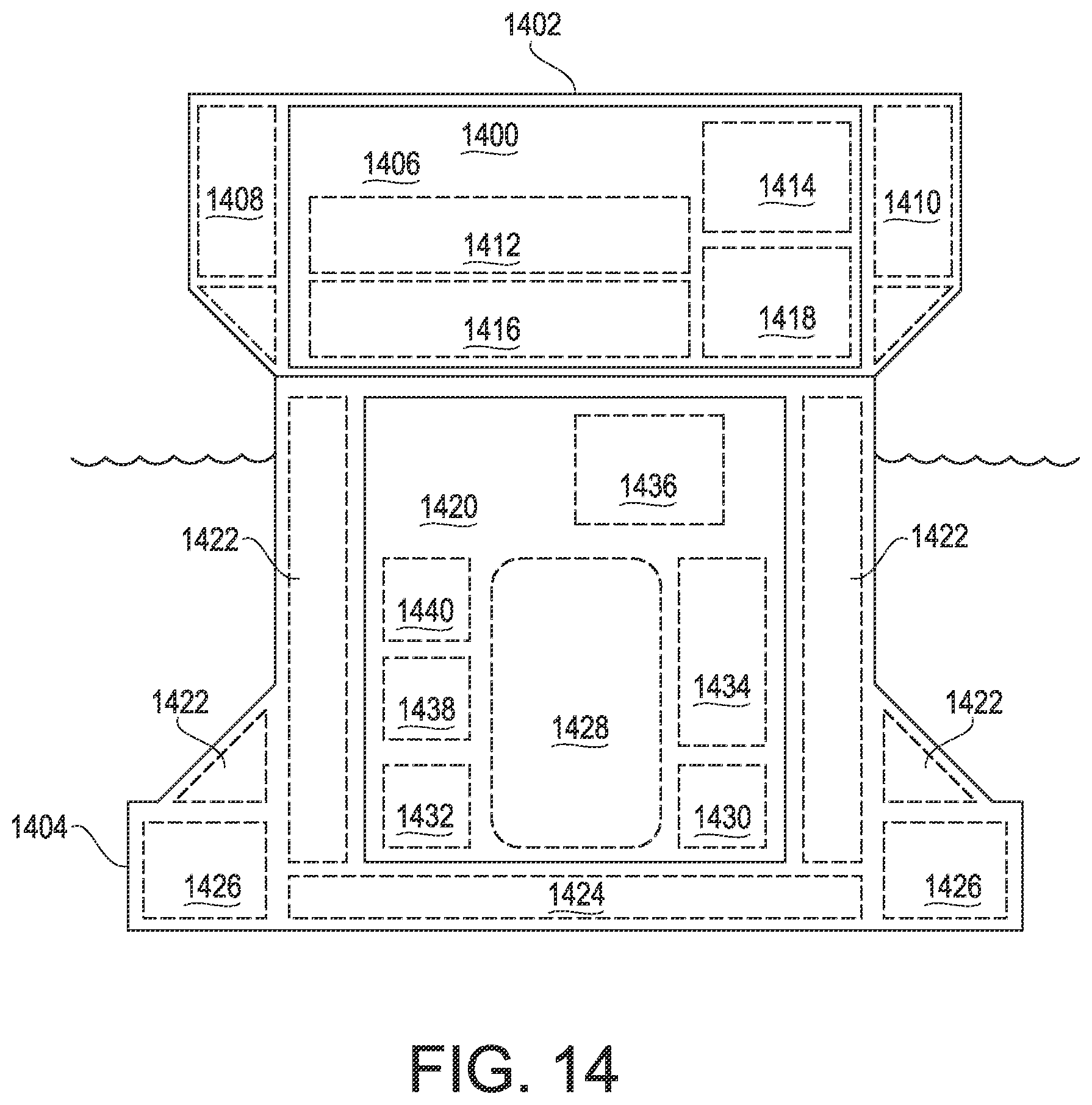 Patent US12586691 Figure 14 – Network and information systems and methods for shipyard manufactured and ocean delivered nuclear platform