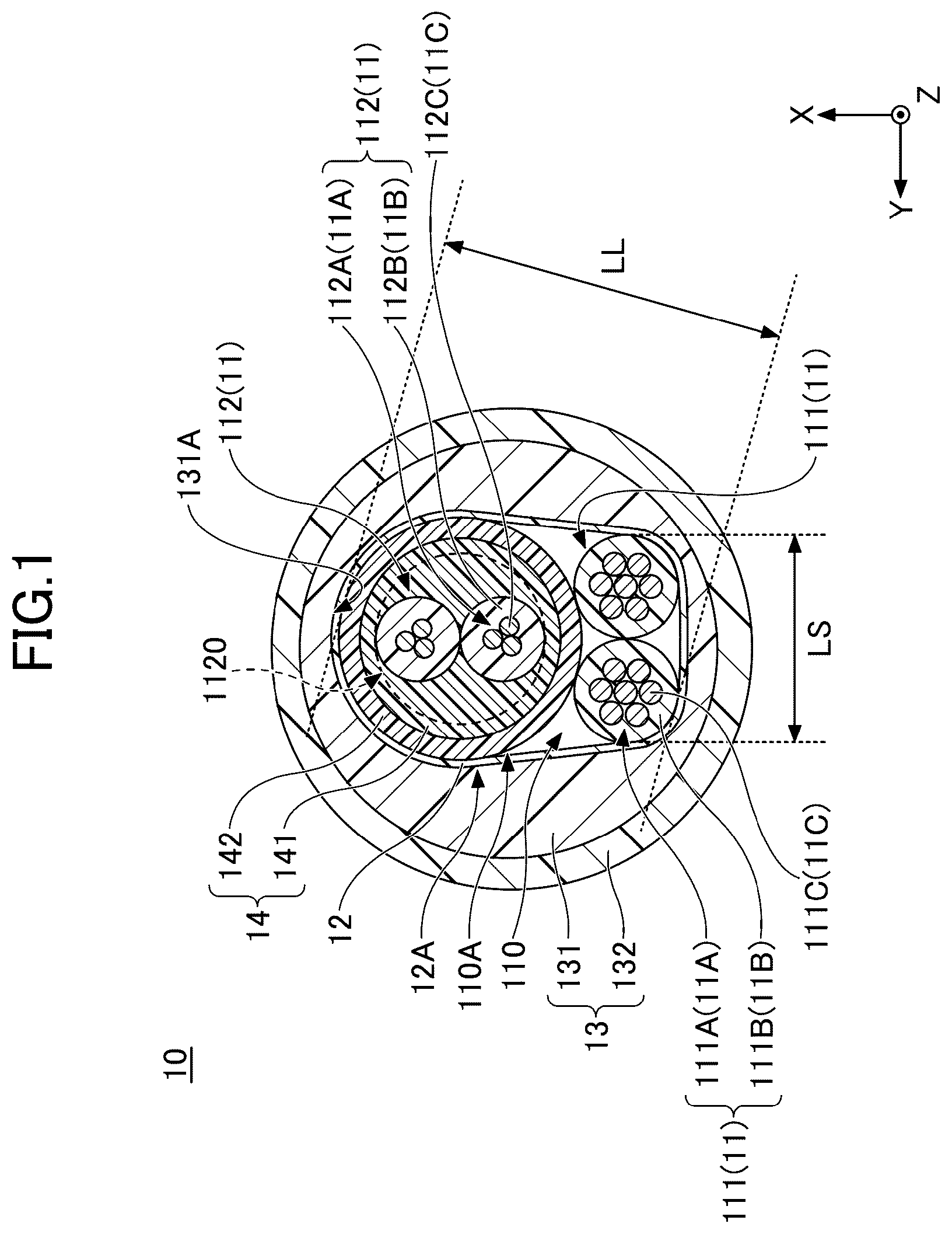 Patent US12586694 Figure 1 – Multicore cable