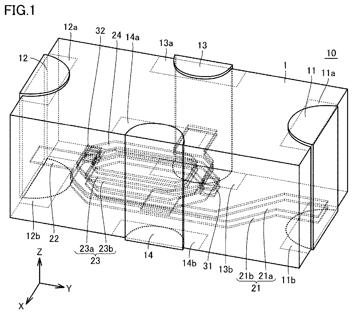 Patent US12586704 Figure 1 – Coil element, antenna device, and electronic device