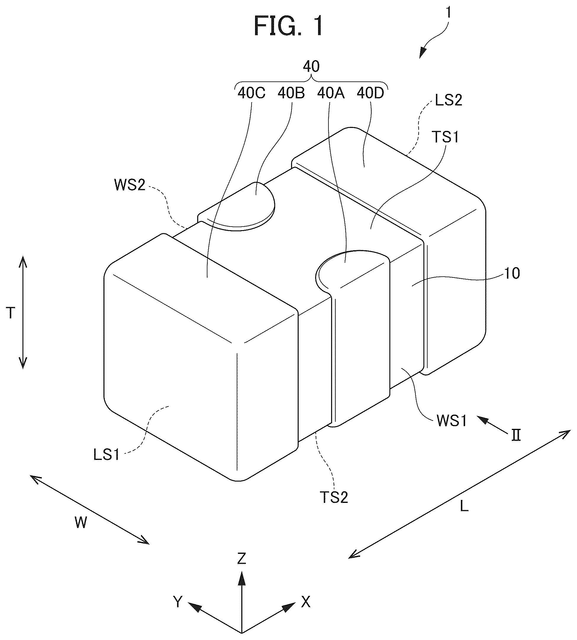 Patent US12586716 Figure 1 – Multilayer ceramic capacitor including internal electrode layers with varying coverages