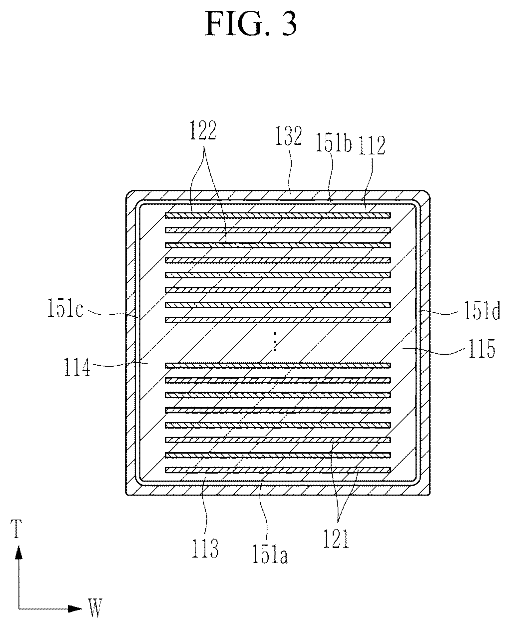 Patent US12586724 Figure 3 – Multilayered capacitor including thin film including barium zirconium titanate on capacitor body