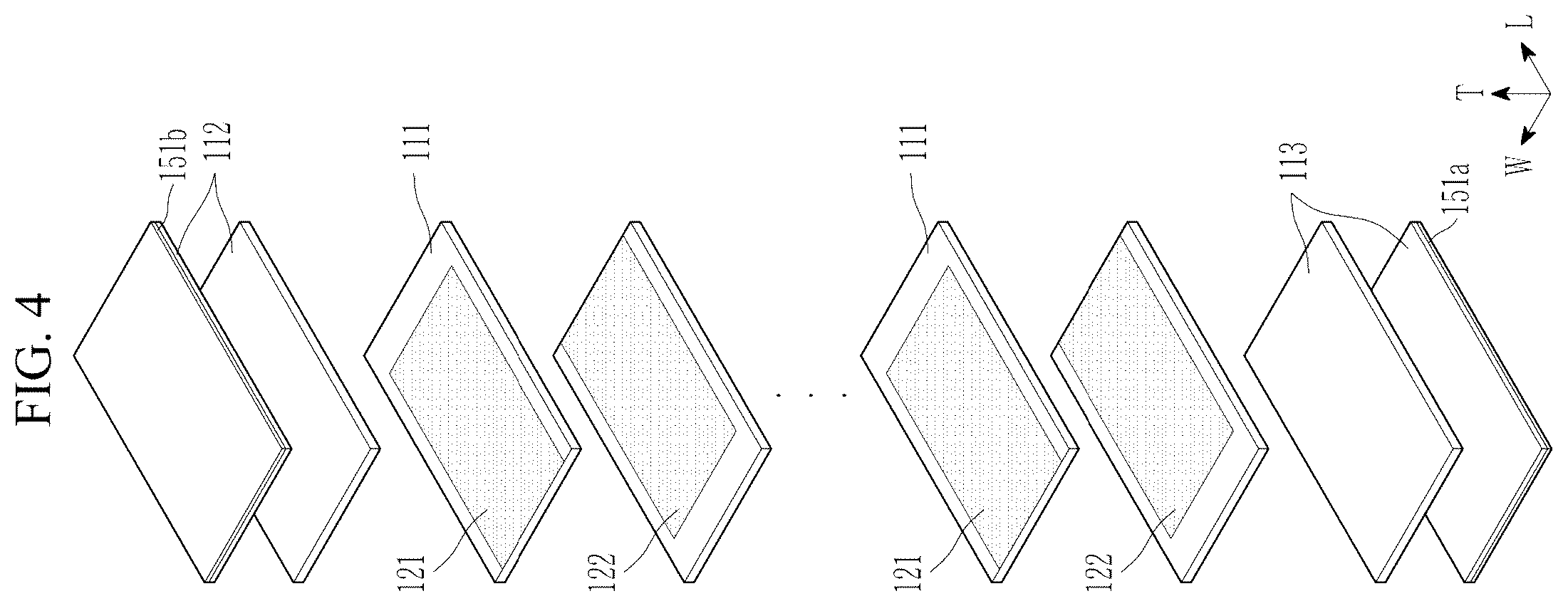 Patent US12586724 Figure 4 – Multilayered capacitor including thin film including barium zirconium titanate on capacitor body