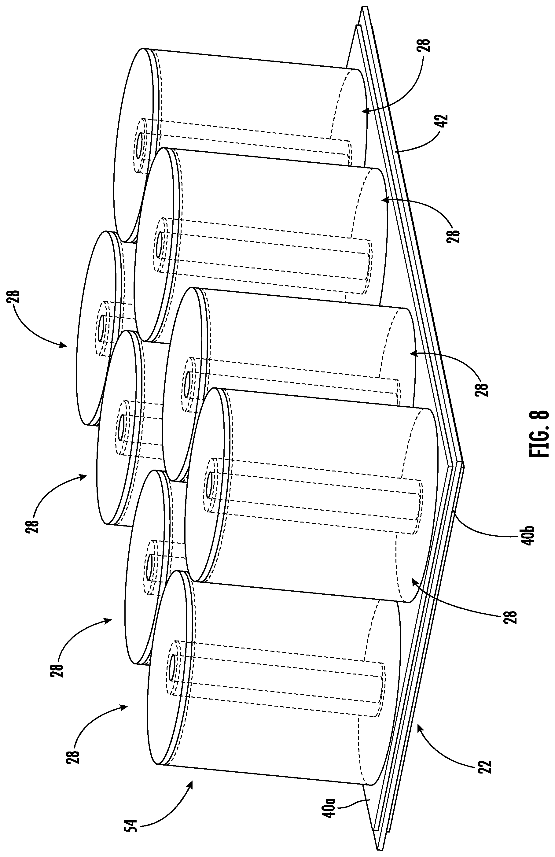 Patent US12586730 Figure 6 – Capacitor assembly with laminar bus plate arrangement