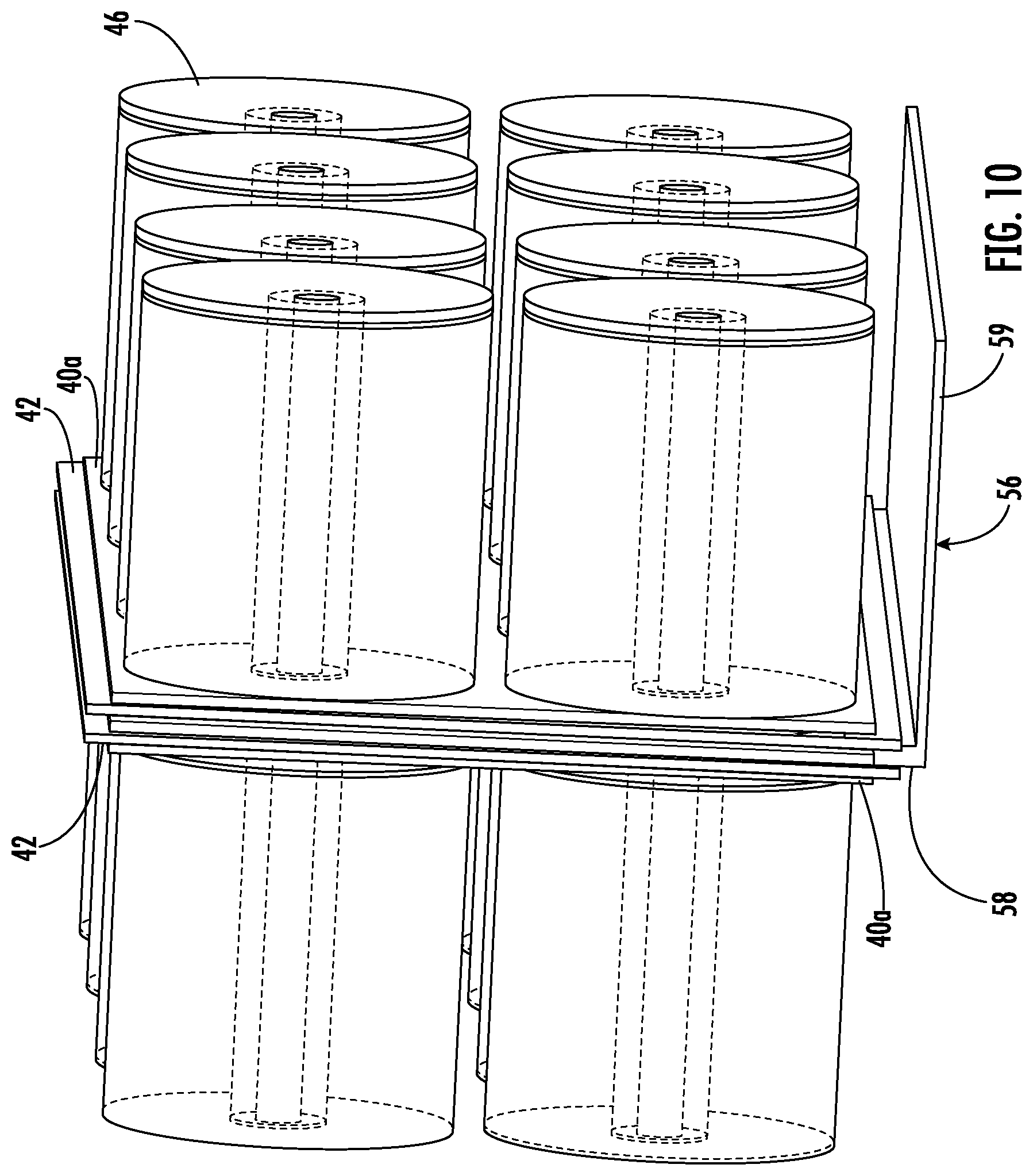 Patent US12586730 Figure 8 – Capacitor assembly with laminar bus plate arrangement