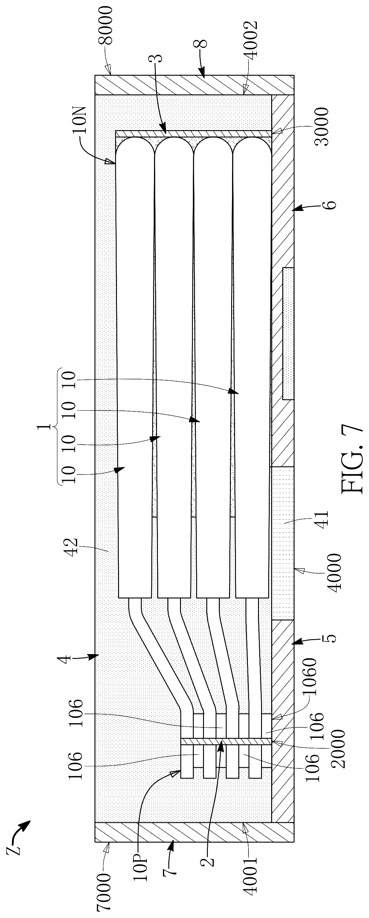 Patent US12586732 Figure 7 – Capacitor assembly package structure having outermost reinforcement structures