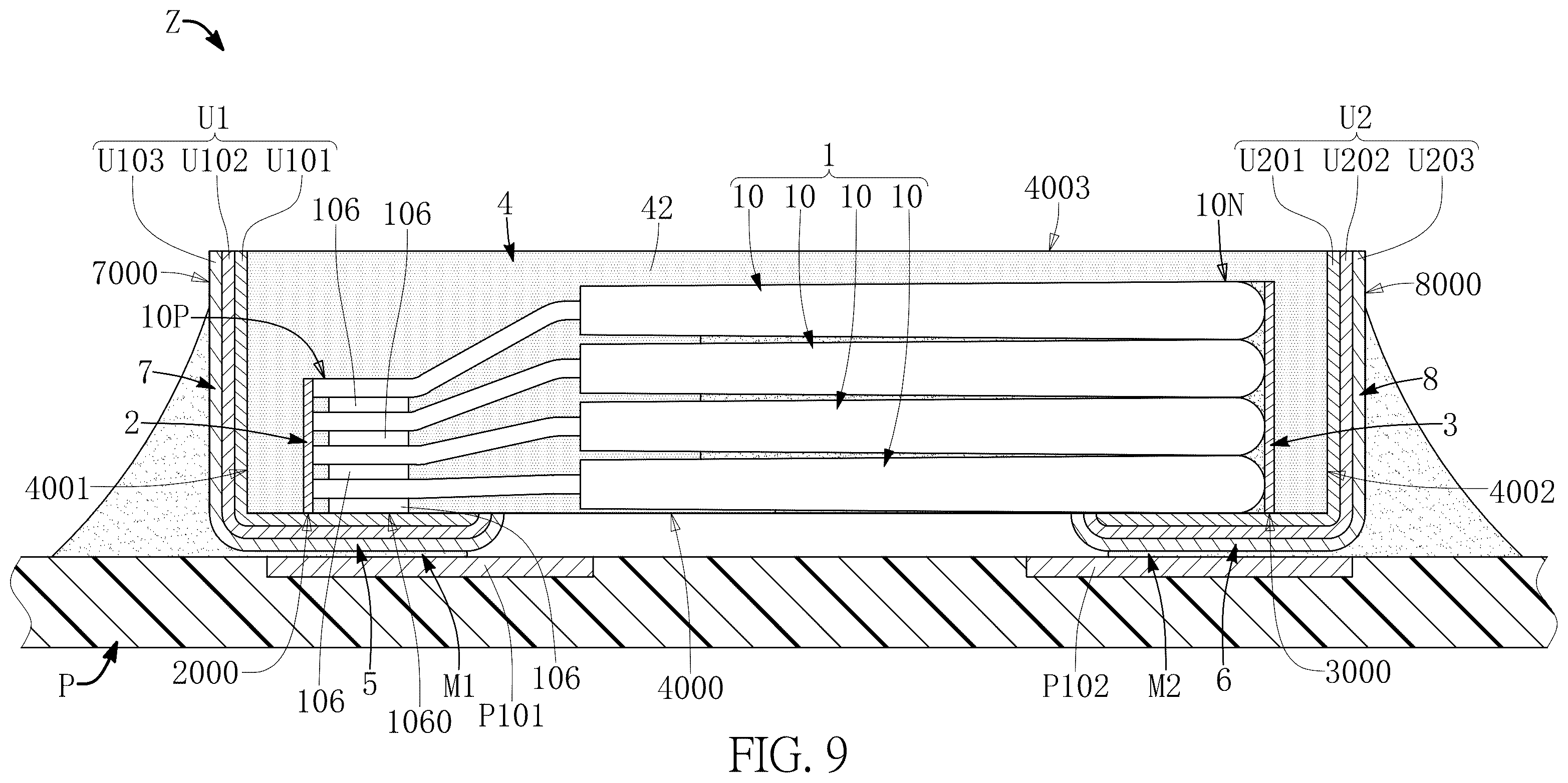 Patent US12586732 Figure 9 – Capacitor assembly package structure having outermost reinforcement structures