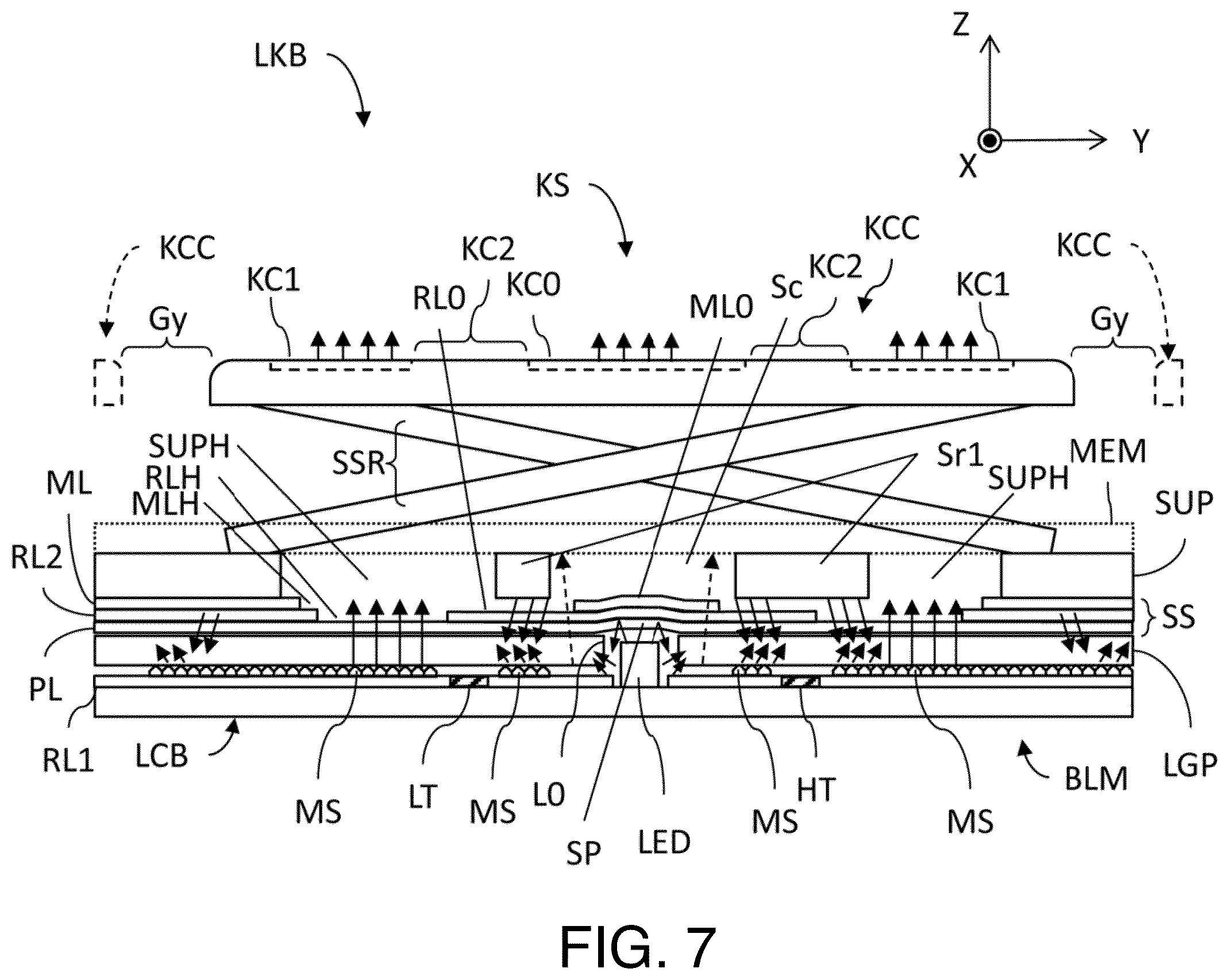 Patent US12586741 Figure 7 – Backlight module for lighting keyboard