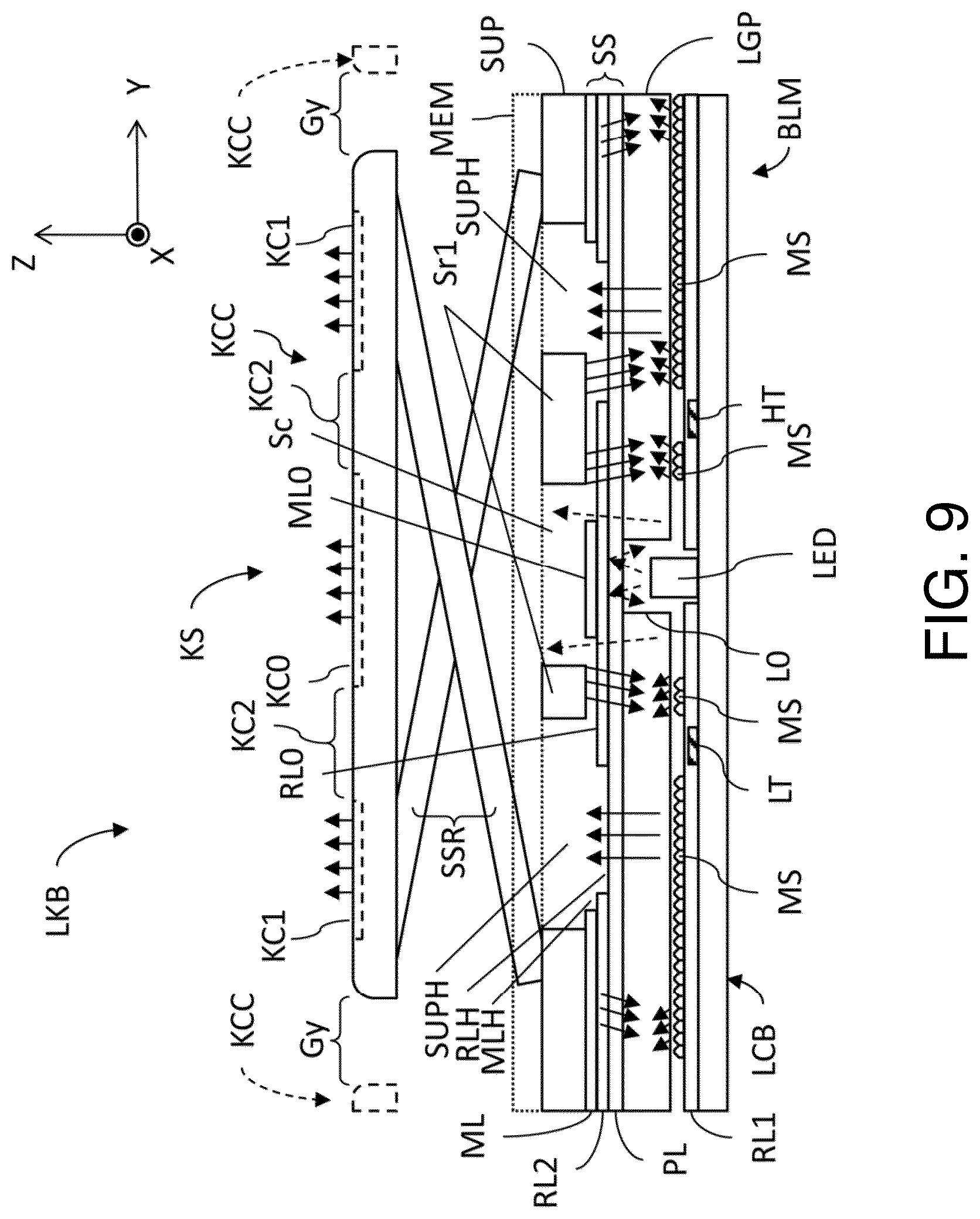 Patent US12586741 Figure 9 – Backlight module for lighting keyboard