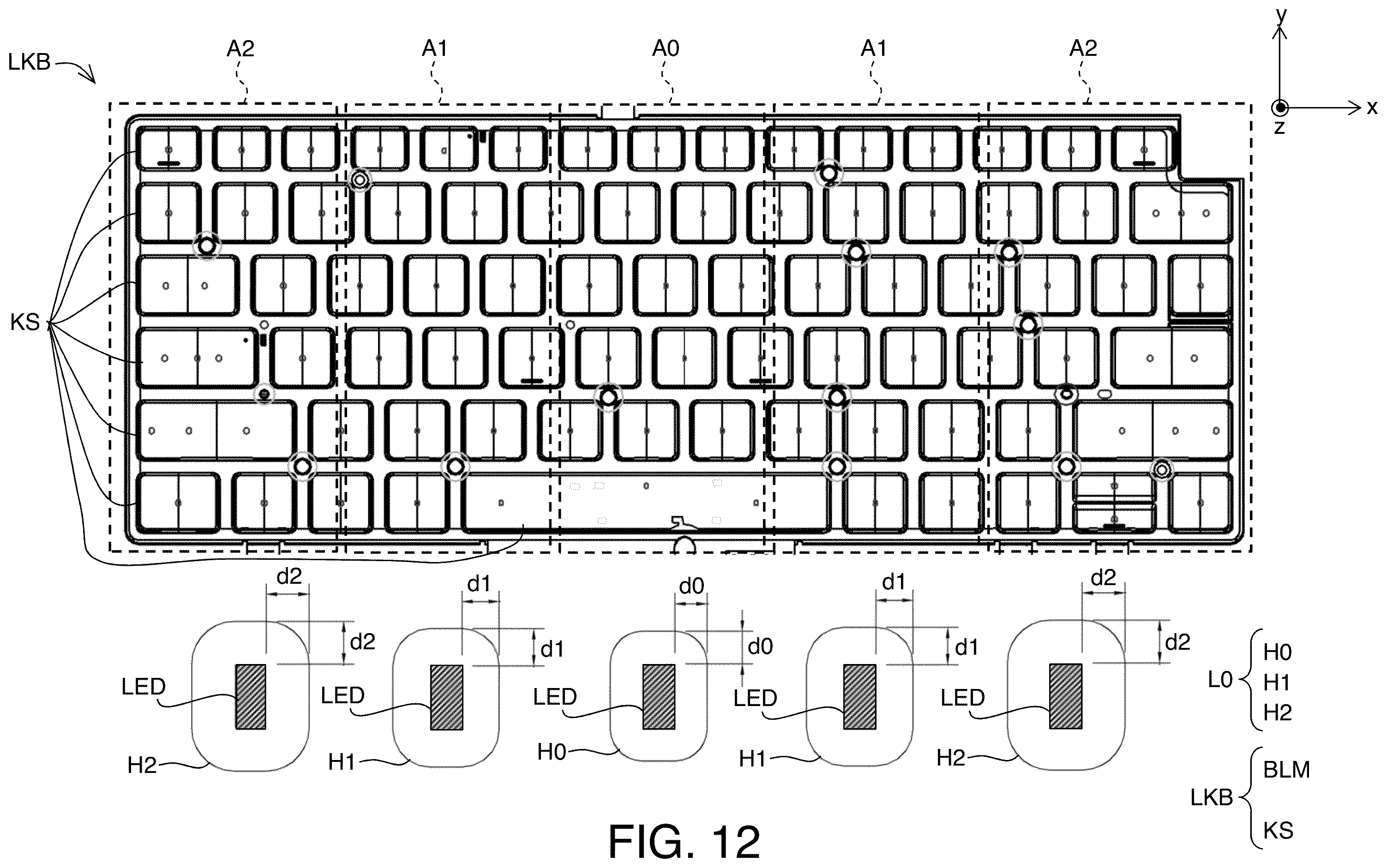 Patent US12586741 Figure 12 – Backlight module for lighting keyboard