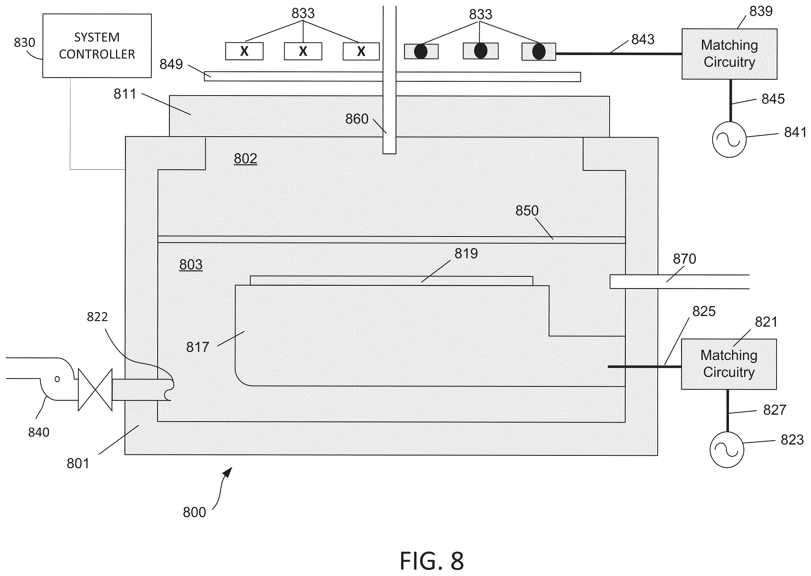 Patent US12586765 Figure 8 – Surface modification for metal-containing photoresist deposition