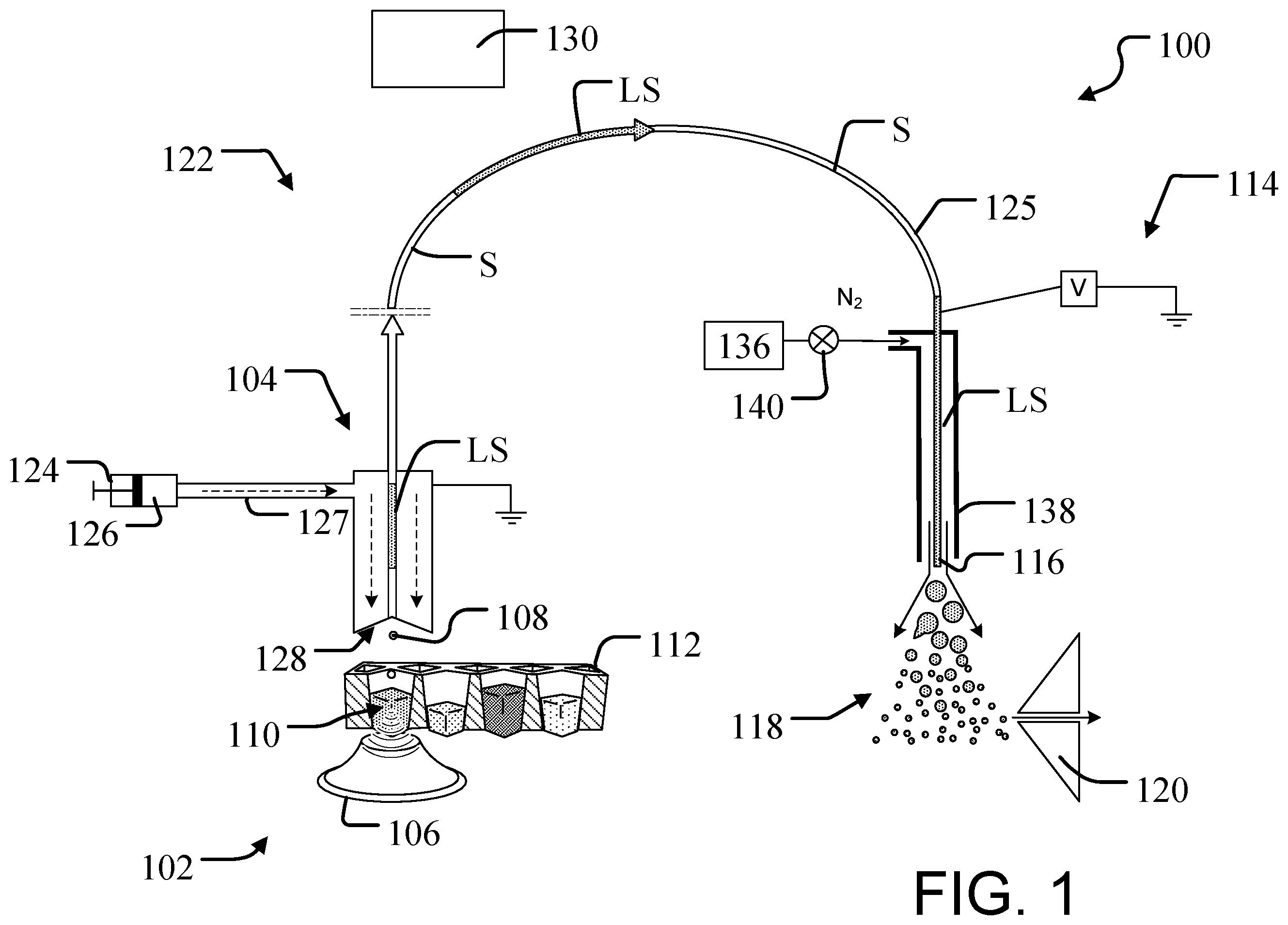 Patent US12586771 Figure 1 – Electrode protrusion adjustment for maximizing pressure drop across liquid transport conduit