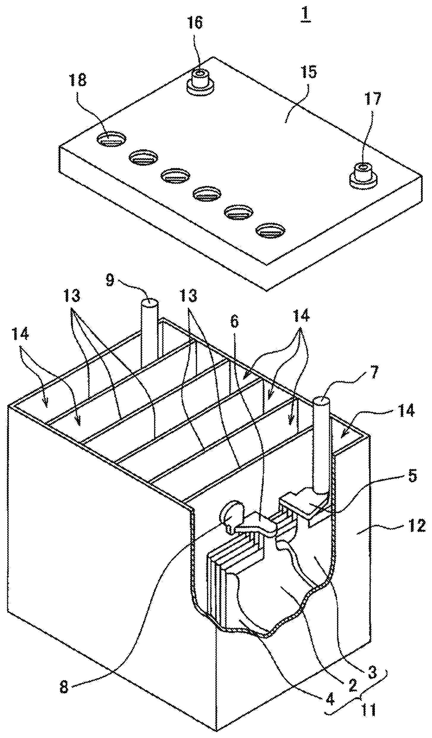 Patent US12586776 Figure 1 – Lead-acid battery