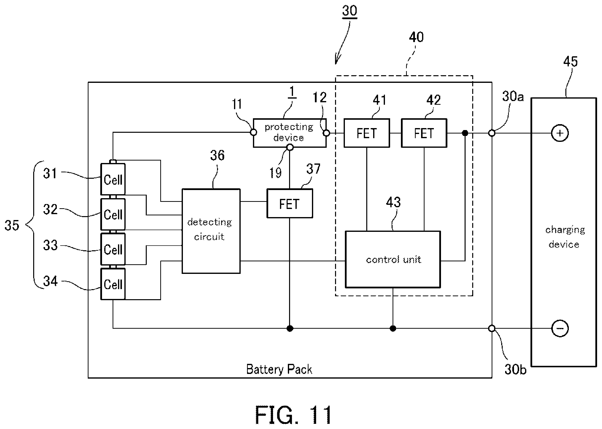 Patent US12586823 Figure 9 – Protecting device and battery pack