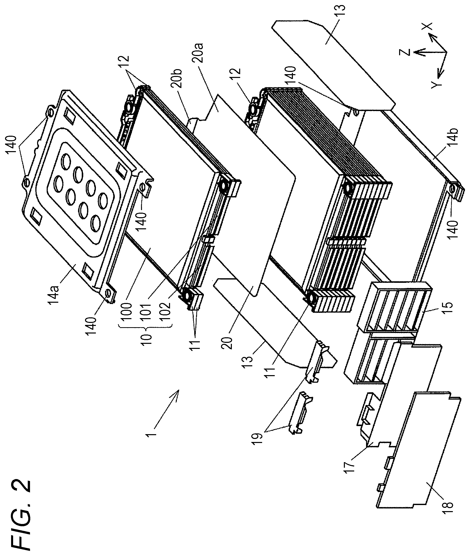 Patent US12586839 Figure 2 – Battery module with improved cooling performance, battery device including said battery module, and method for manufacturing said battery module