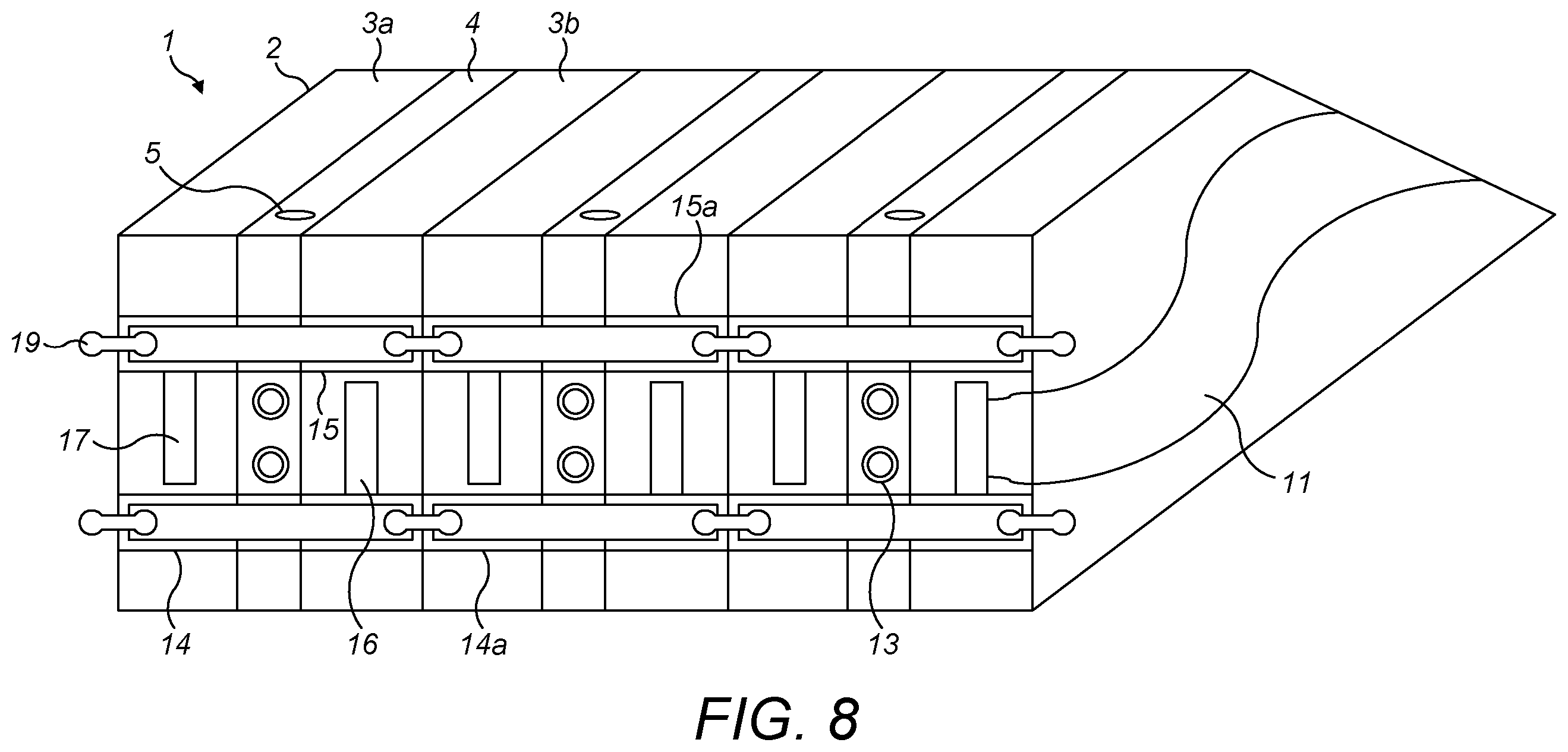 Patent US12586841 Figure 5 – Battery module coolant channels