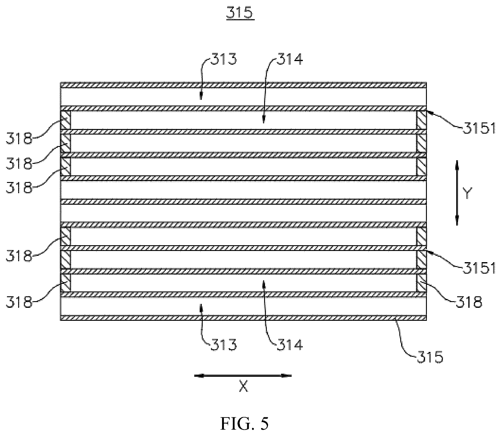 Patent US12586843 Figure 5 – Thermal management component, thermal management system, battery, and electric apparatus