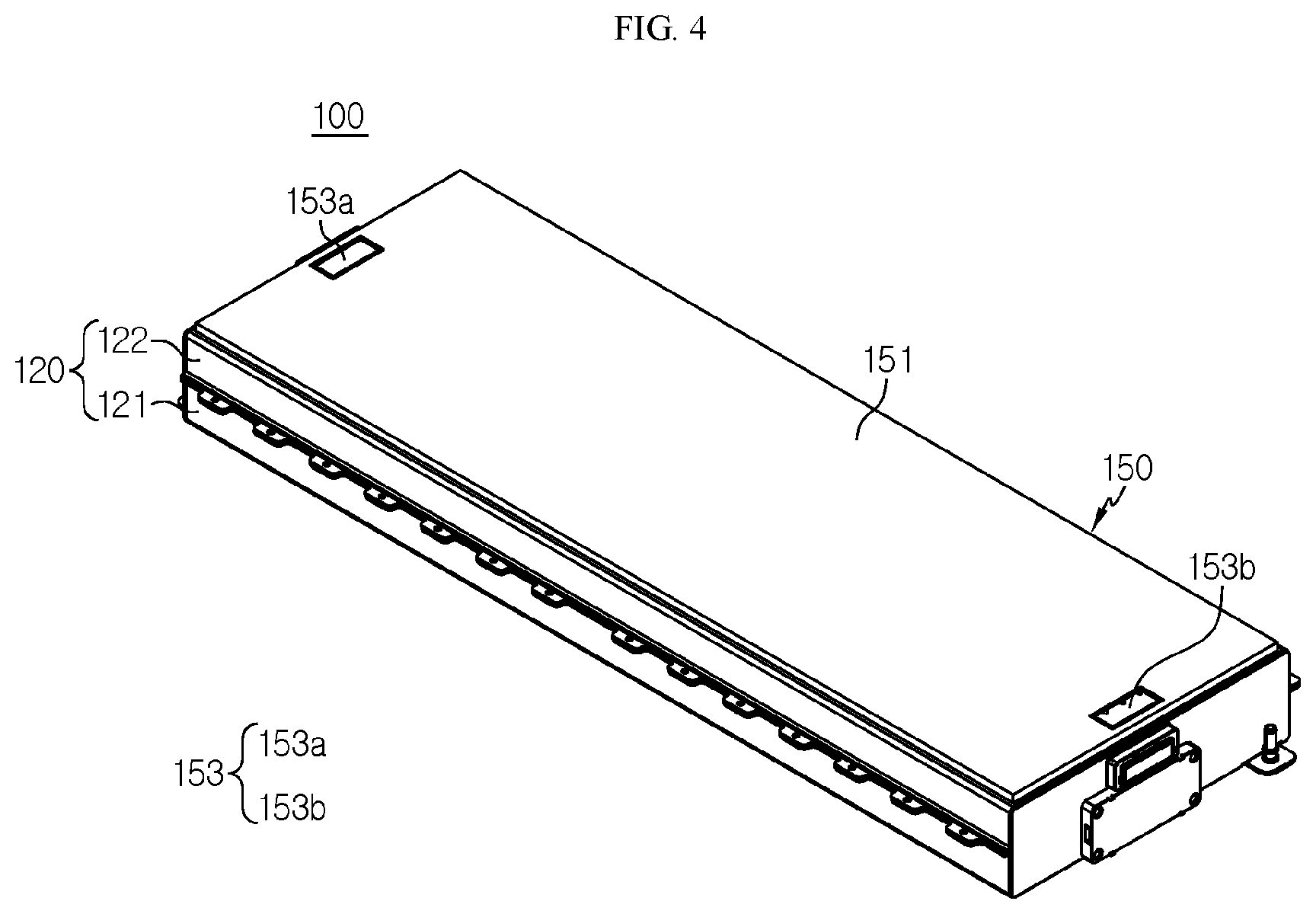 Patent US12586863 Figure 4 – Battery pack with improved gas venting path