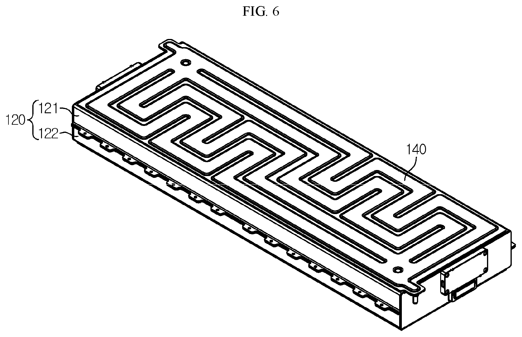 Patent US12586863 Figure 6 – Battery pack with improved gas venting path