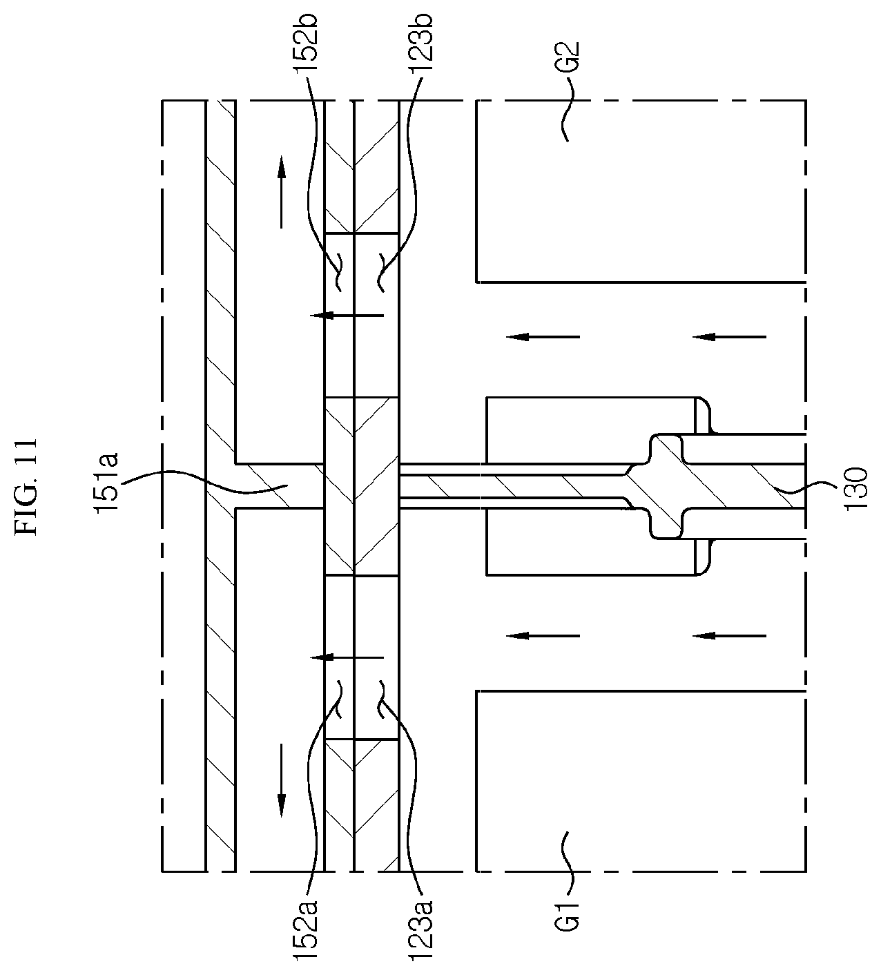 Patent US12586863 Figure 11 – Battery pack with improved gas venting path
