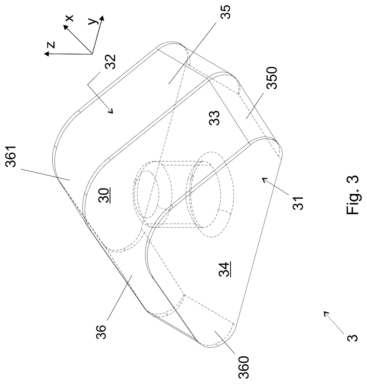 Patent US12586882 Figure 3 – Combline waveguide filter including cavity resonators coupled by irises, where the cavity resonators are each defined by a shape that is non-rectangular