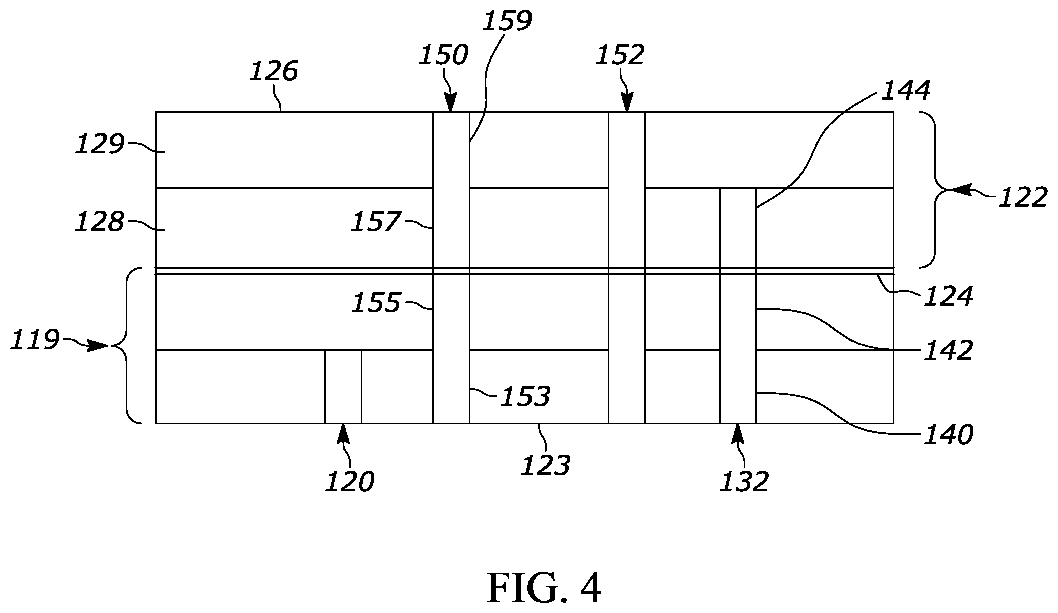 Patent US12586885 Figure 4 – Multilayer radio frequency component