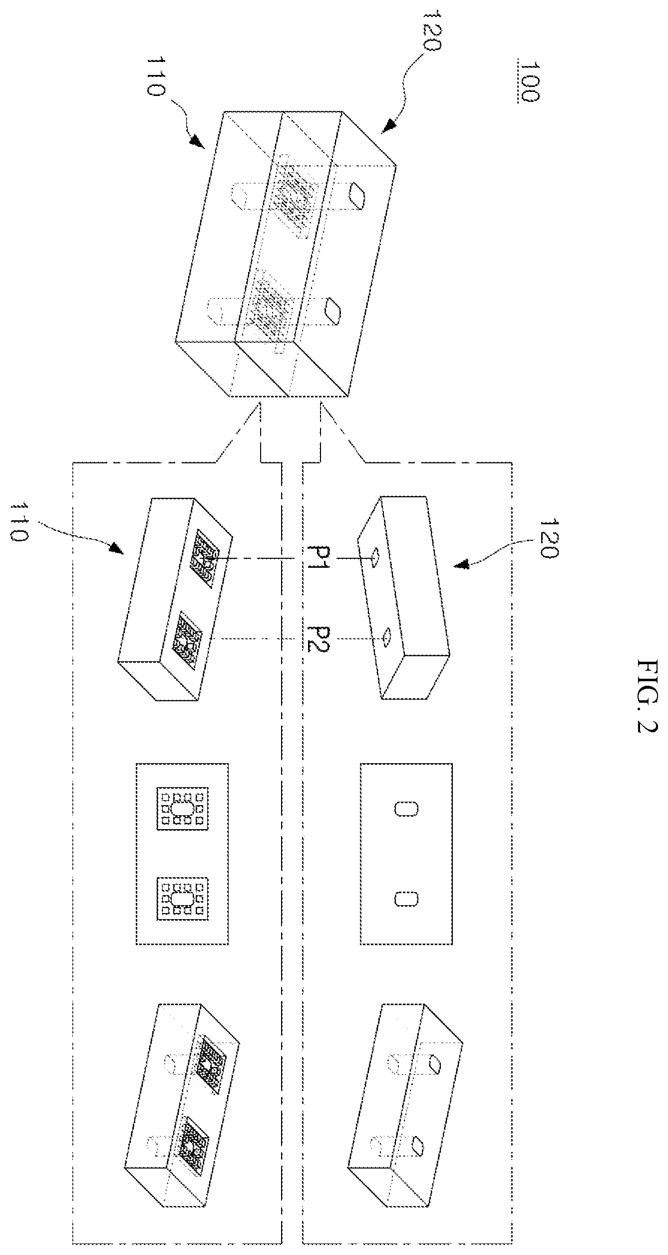 Patent US12586887 Figure 2 – Broadband transition structure with mixed contact and non-contact protrusions