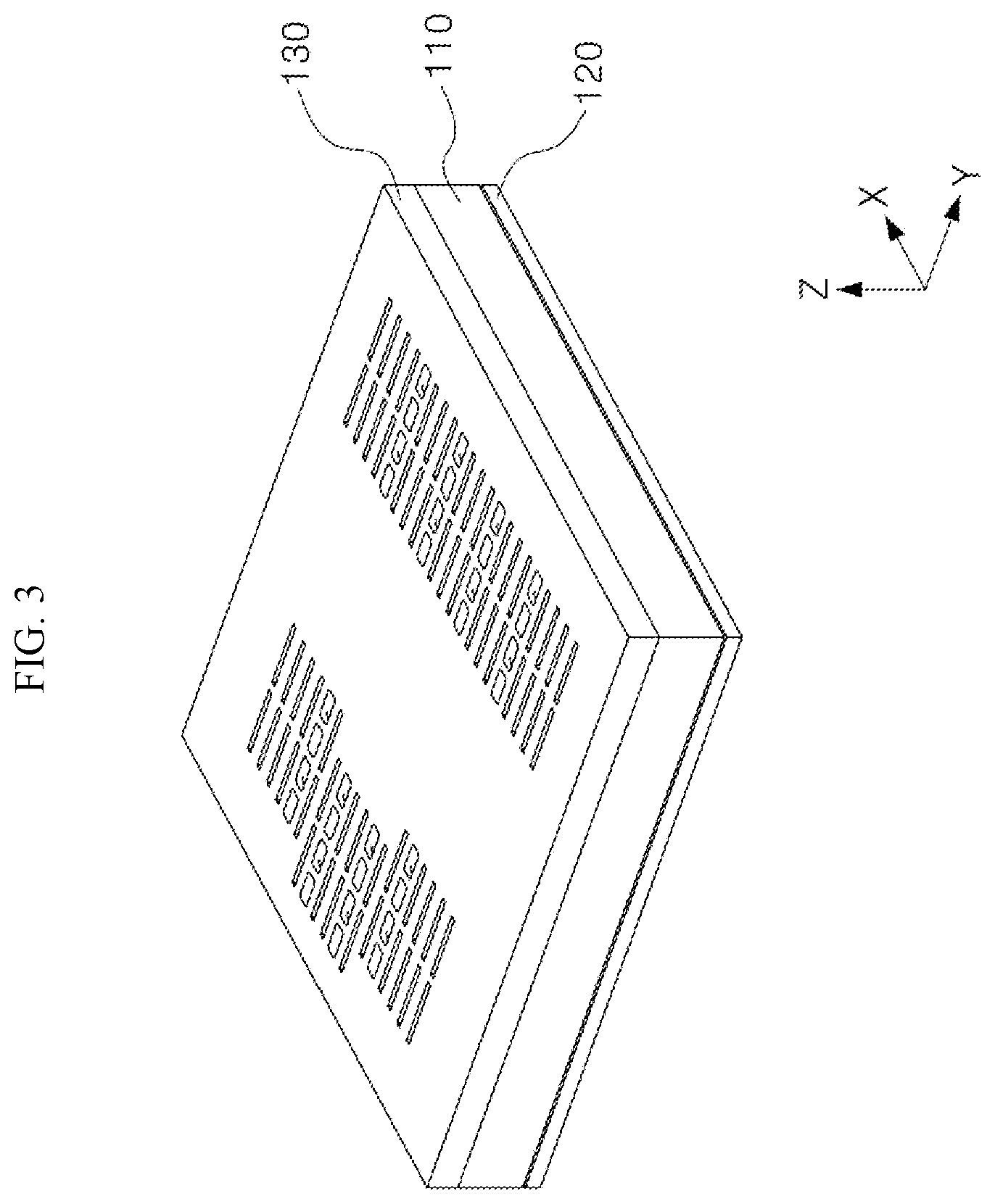 Patent US12586887 Figure 3 – Broadband transition structure with mixed contact and non-contact protrusions