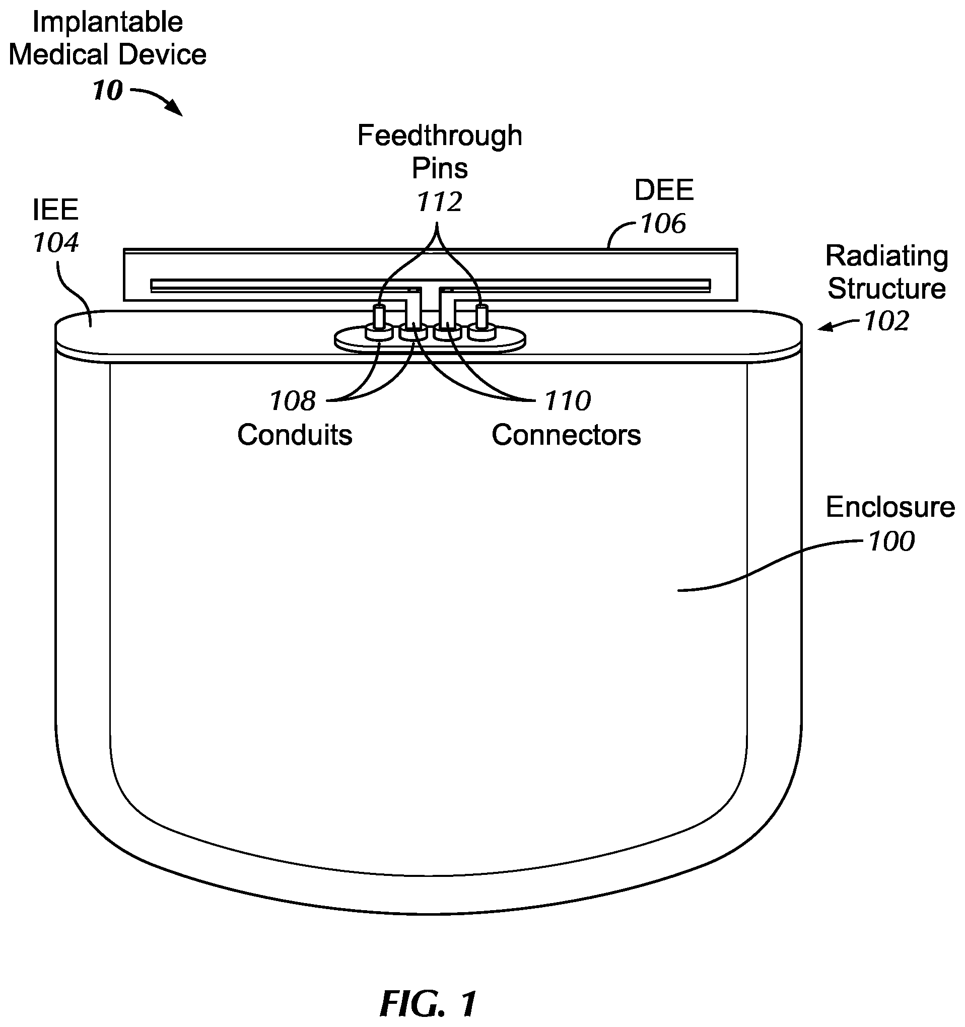 Patent US12586892 Figure 1 – Implant antenna device and system