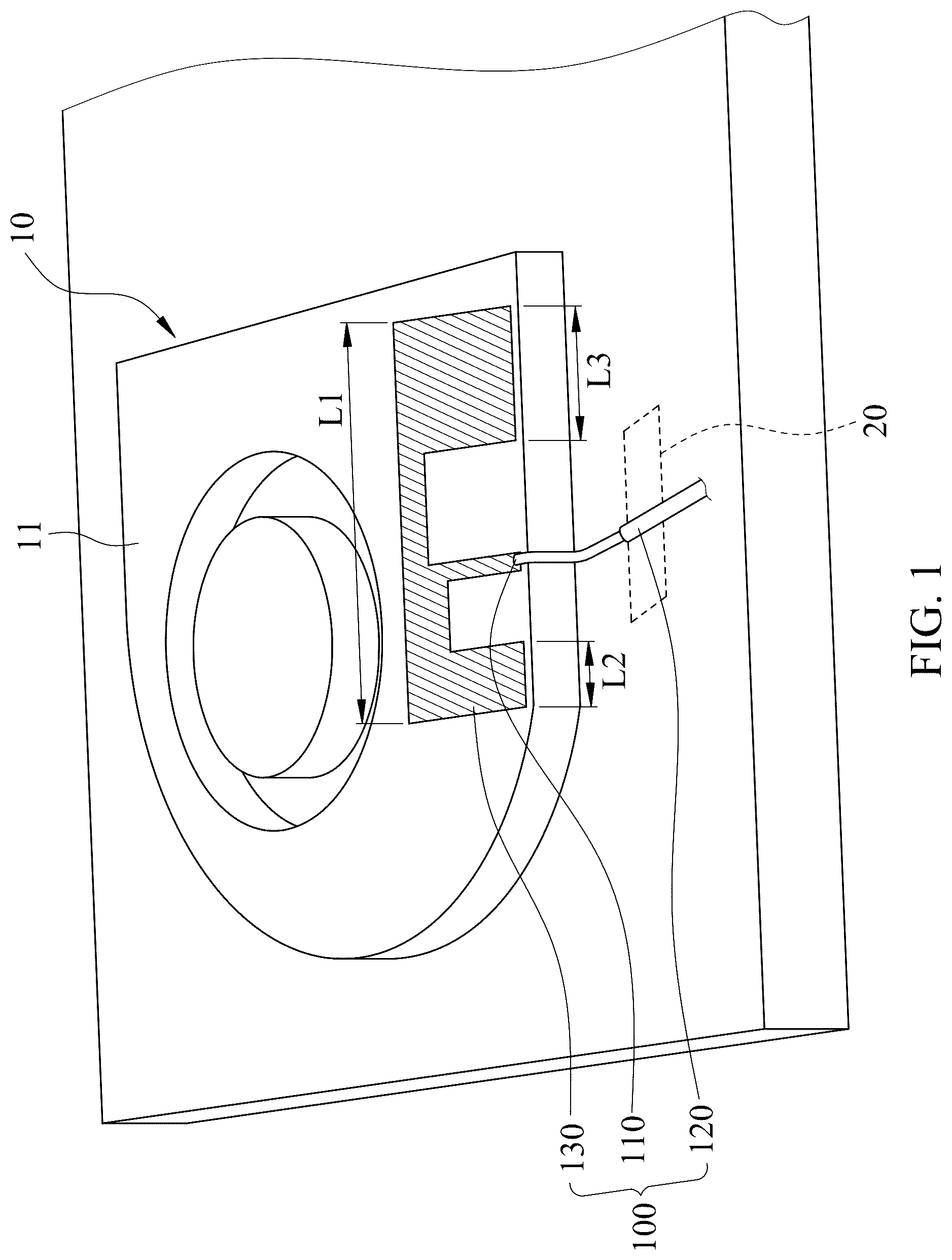 Patent US12586896 Figure 1 – Antenna structure and electronic device