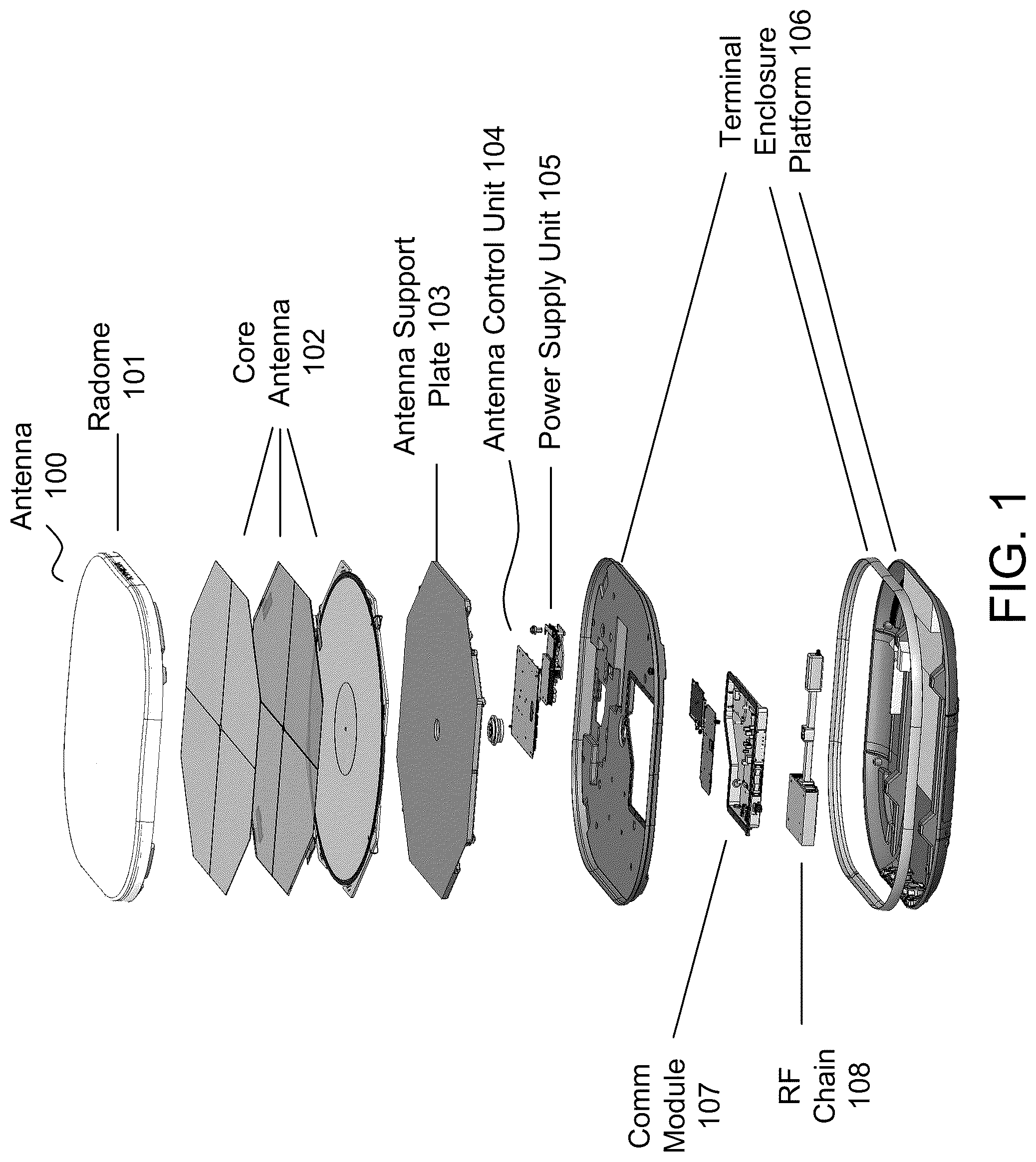 Patent US12586898 Figure 1 – Power planes for a radio frequency (RF) metamaterial antenna