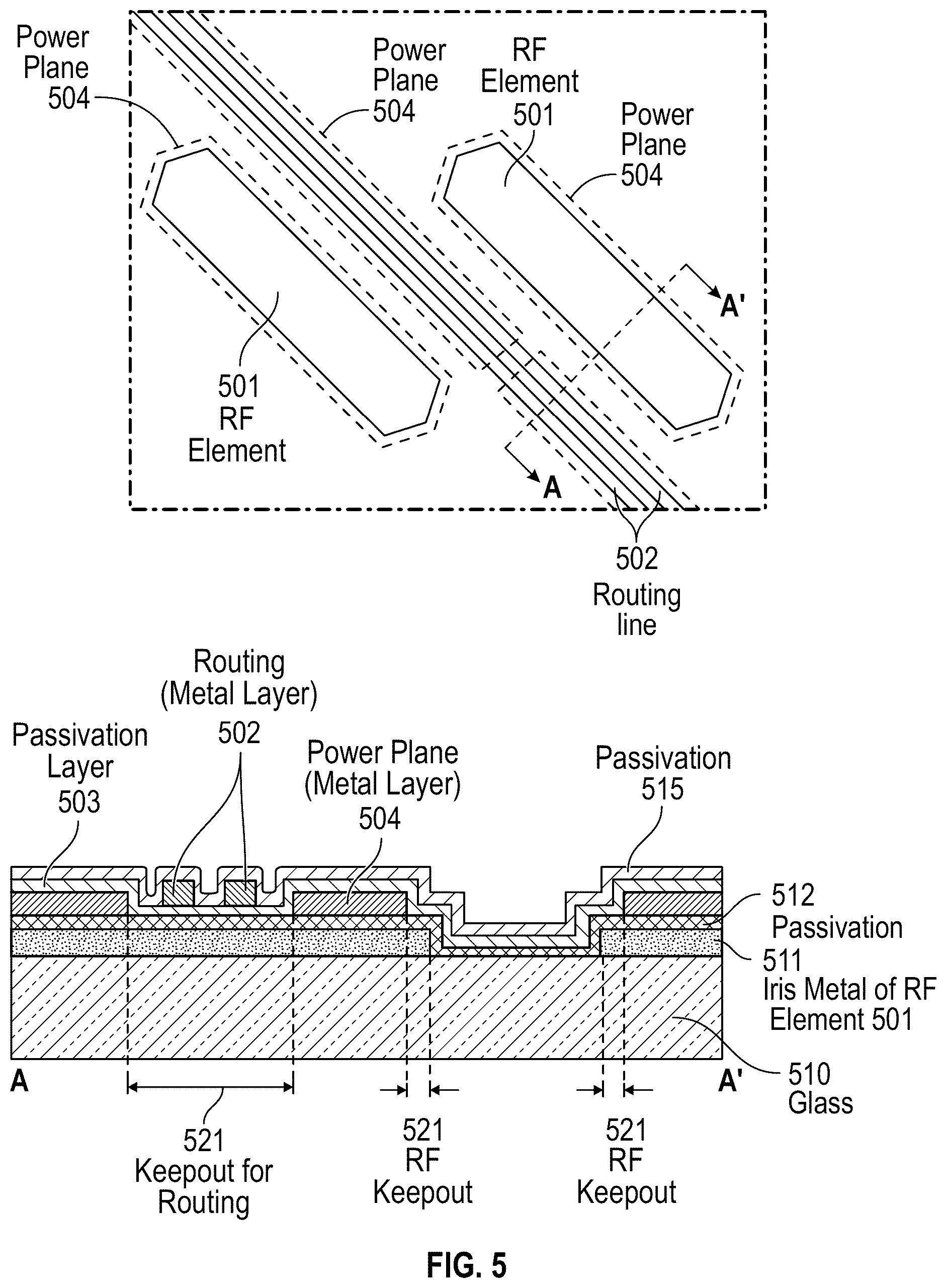Patent US12586898 Figure 7 – Power planes for a radio frequency (RF) metamaterial antenna