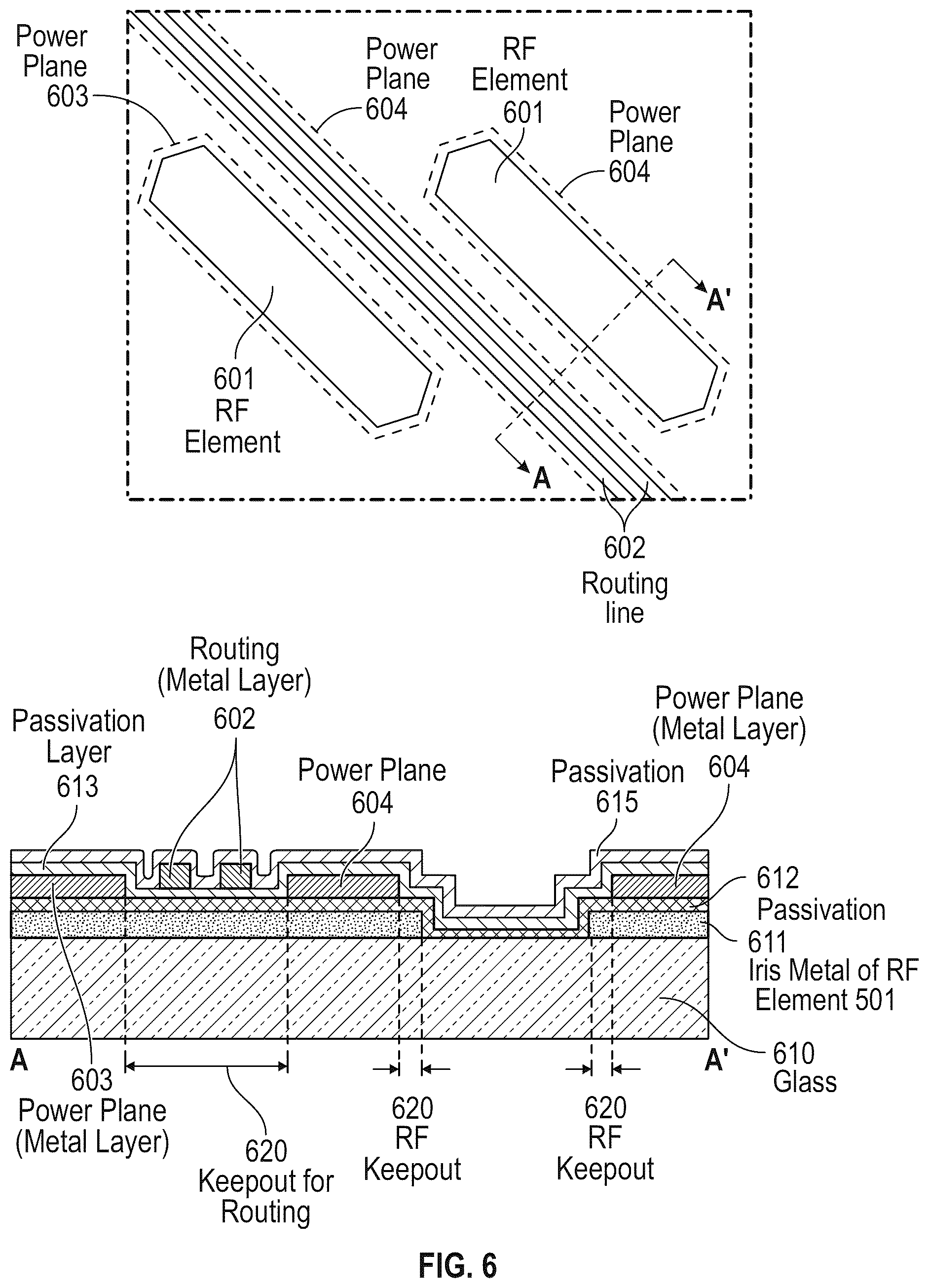 Patent US12586898 Figure 8 – Power planes for a radio frequency (RF) metamaterial antenna